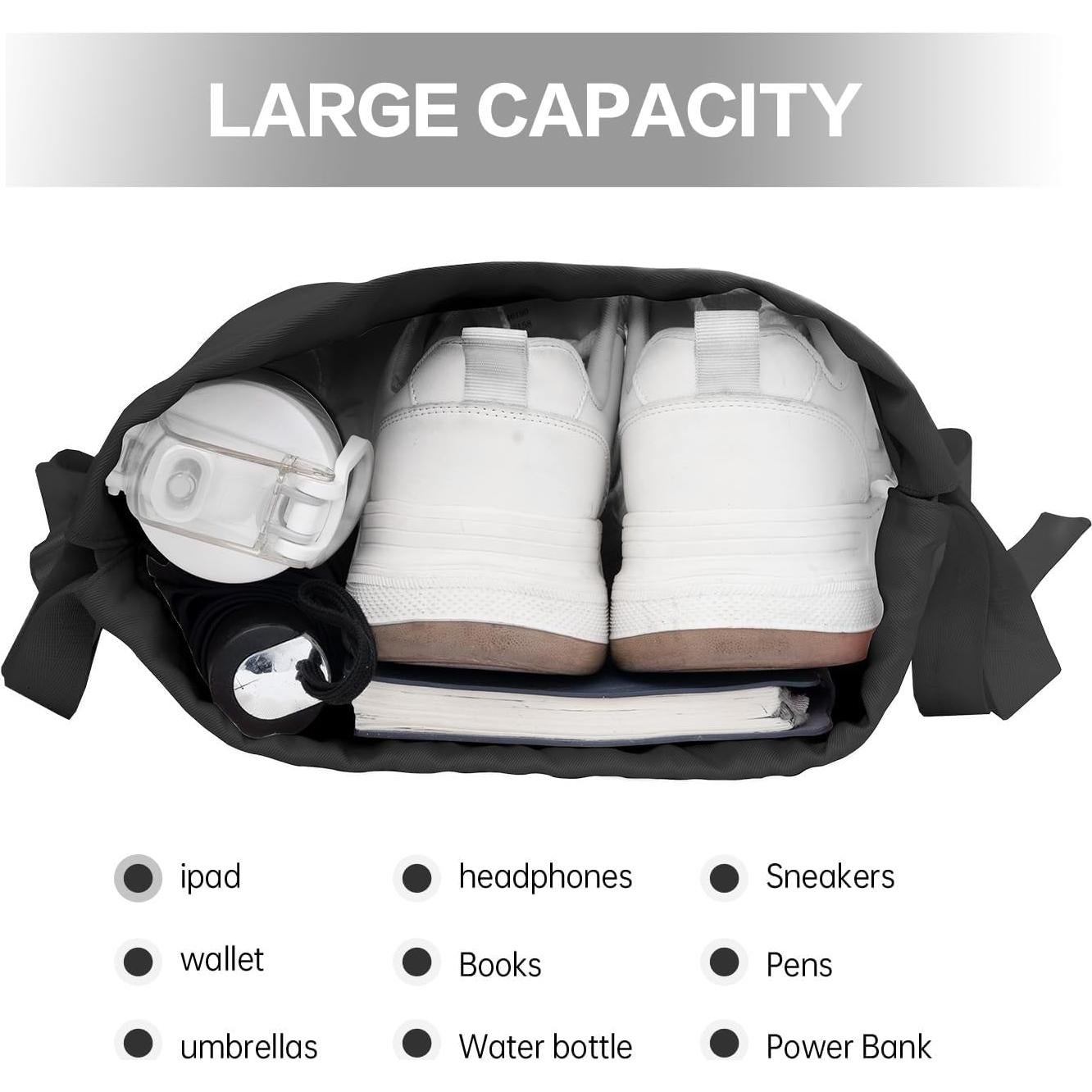 Mochila con Cuerda BAVELOE Resistente al Agua 20L Unisex Negro