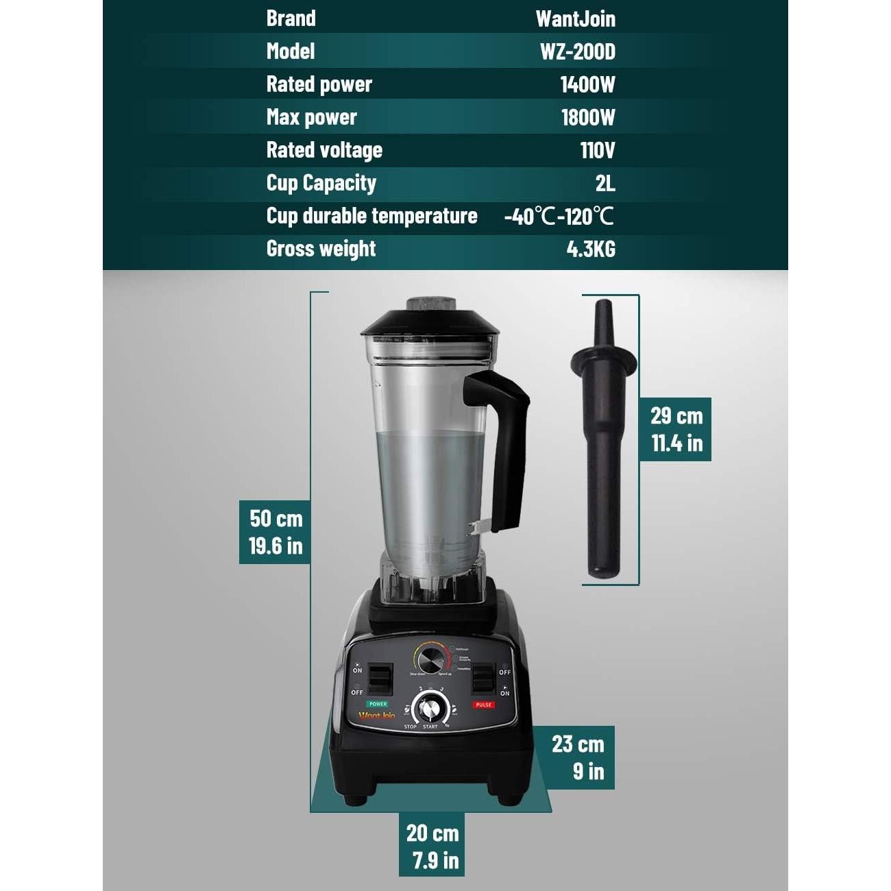 Mezclador Profesional WantJoin 2L 1800W con Temporizador