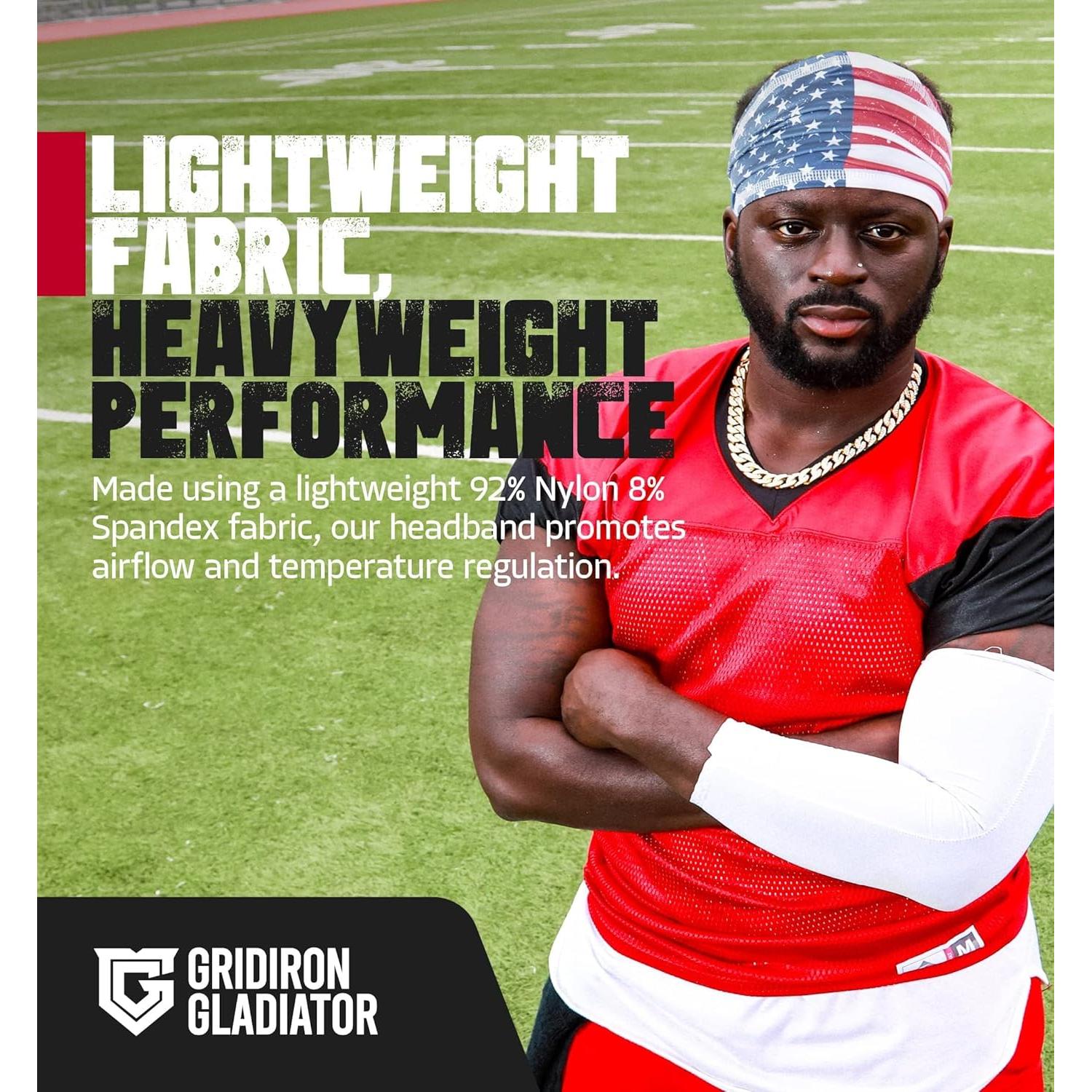 Bandana Deportiva Gridiron Gladiator - Cinta para la Cabeza Roja