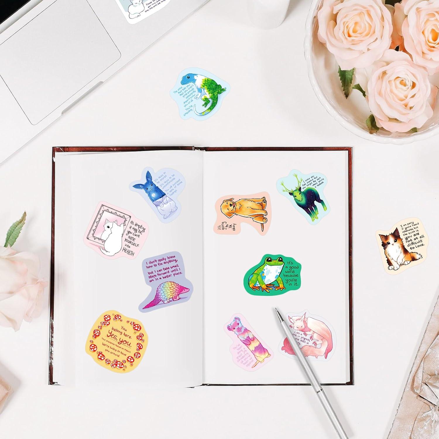 50 Pegatinas de Afirmación Animal Ychsring - Vinilo Impermeable