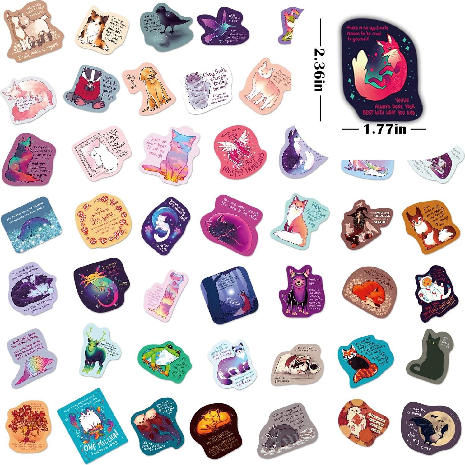 50 Pegatinas de Afirmación Animal Ychsring - Vinilo Impermeable