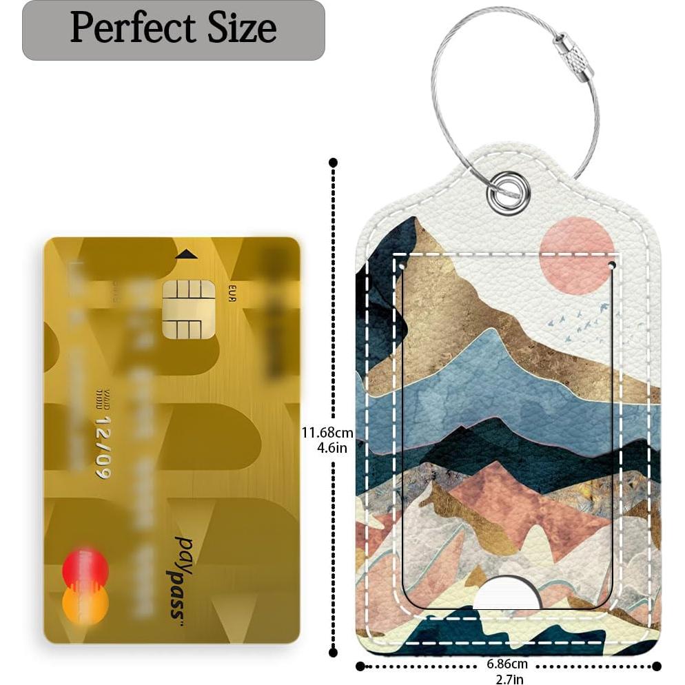 Etiquetas de Equipaje Bvkilrvc 2 PCS Cuero PU Arte Montaña