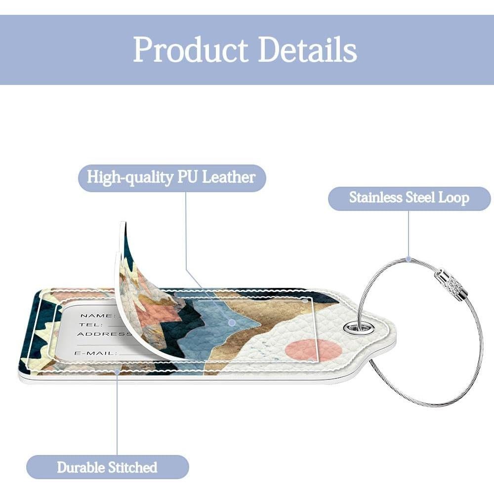 Etiquetas de Equipaje Bvkilrvc 2 PCS Cuero PU Arte Montaña