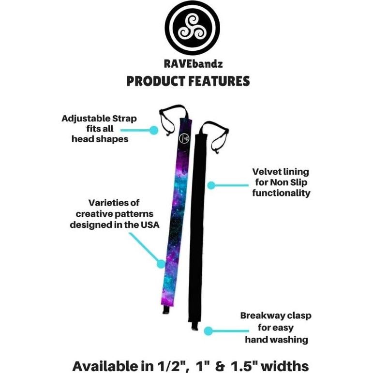 Cinta para la cabeza elástica RAVEbandz azul real 2.54 cm