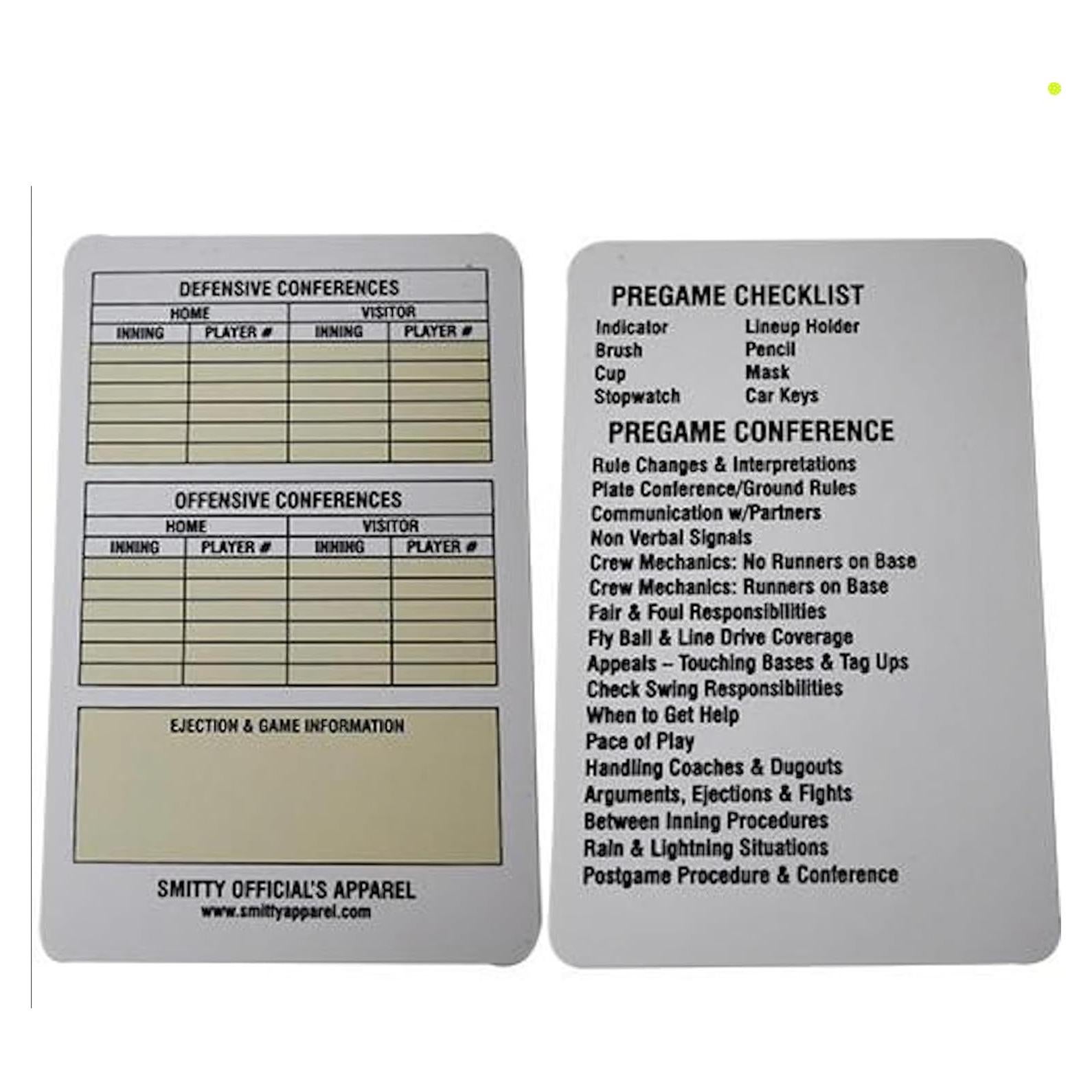 Tarjeta de Juego Reutilizable Smitty ACS-538 para Árbitros
