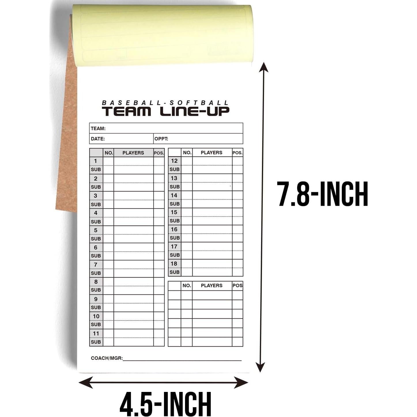 100 Tarjetas de Alineación Béisbol Softbol TENTADO 11.48x19.99cm