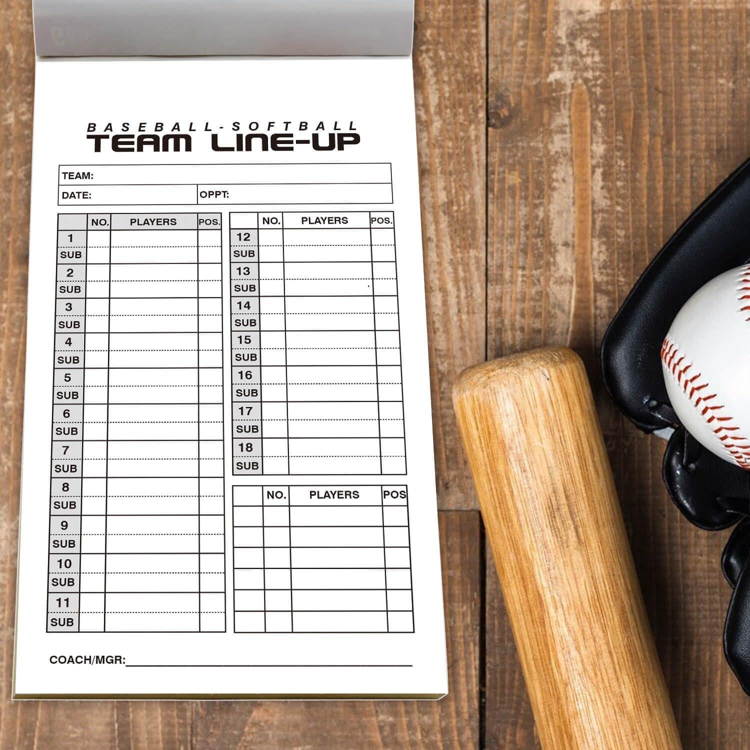 100 Tarjetas de Alineación Béisbol Softbol TENTADO 11.48x19.99cm