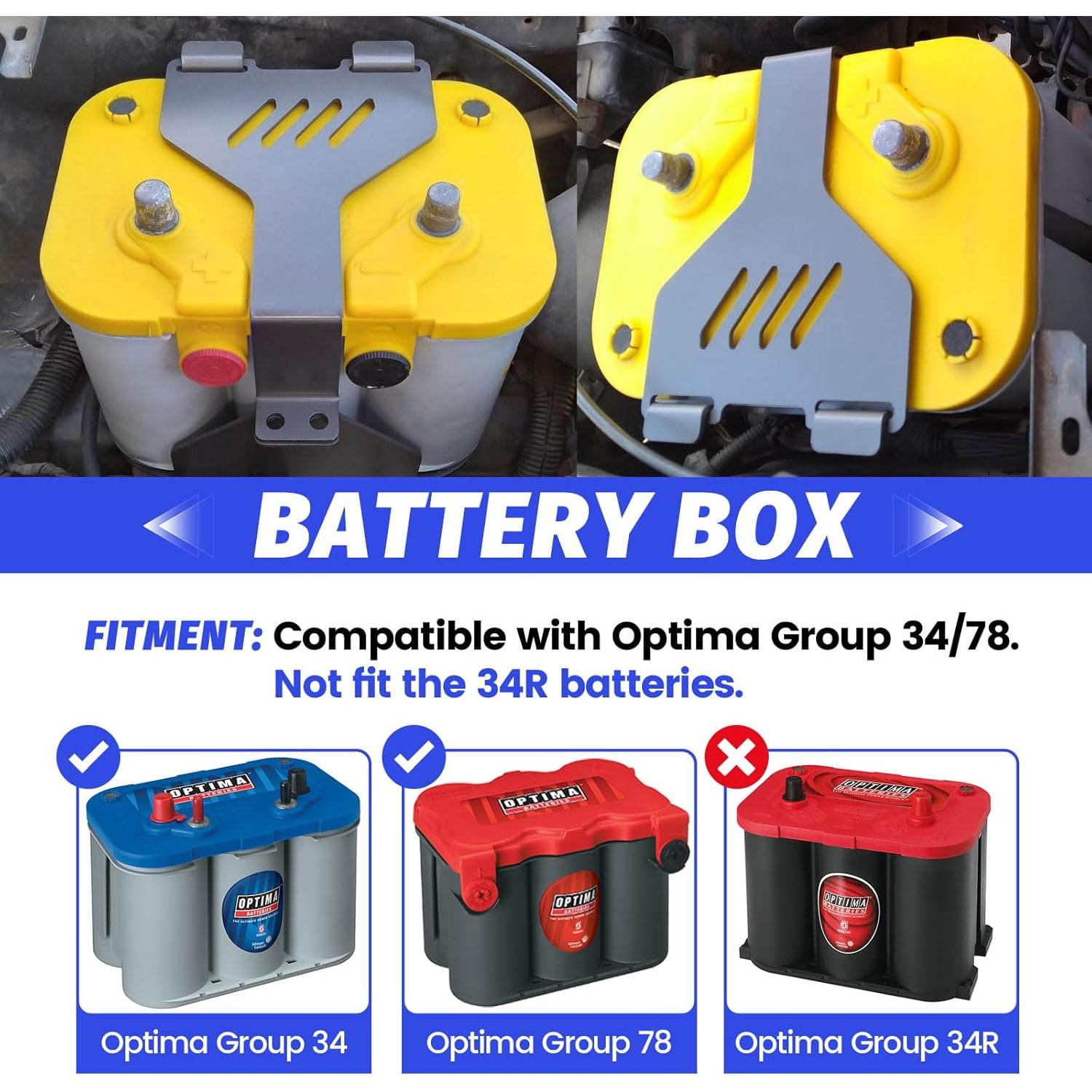 Bandeja de Caja de Batería Kojem Optima Grupo 34/78 Metal