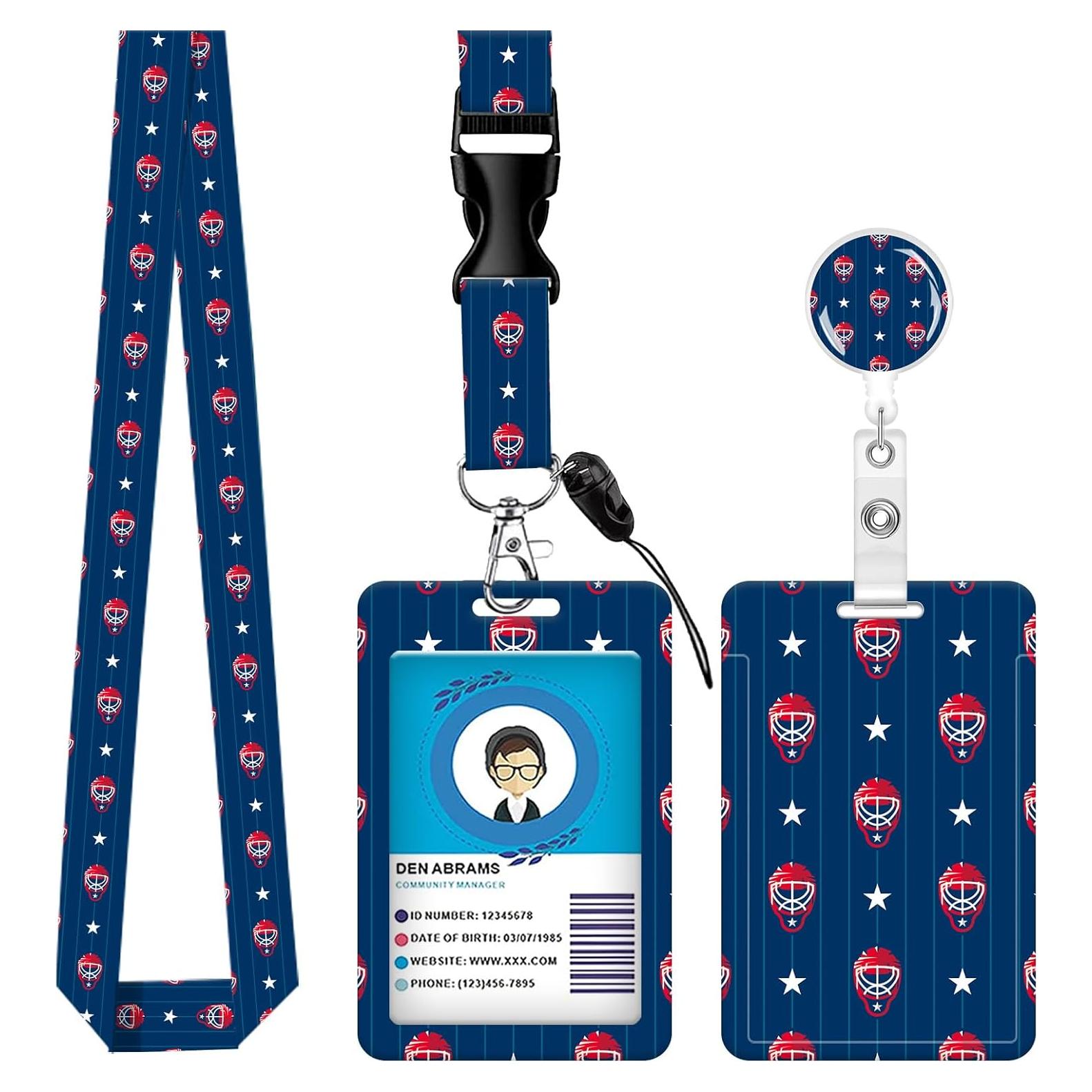 Porta Credencial Retráctil AQXV con Llavero y Clip Giratorio