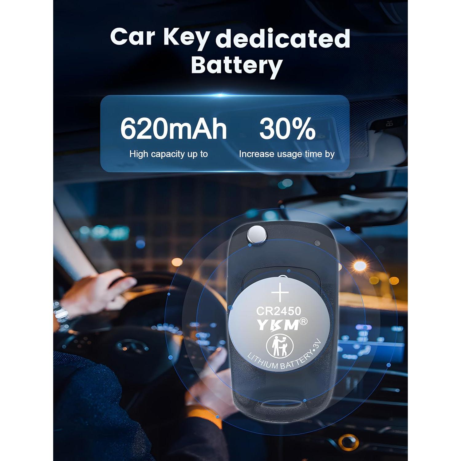 Baterías de Litio YKM CR2450 Paquete de 5, 3V 620mAh