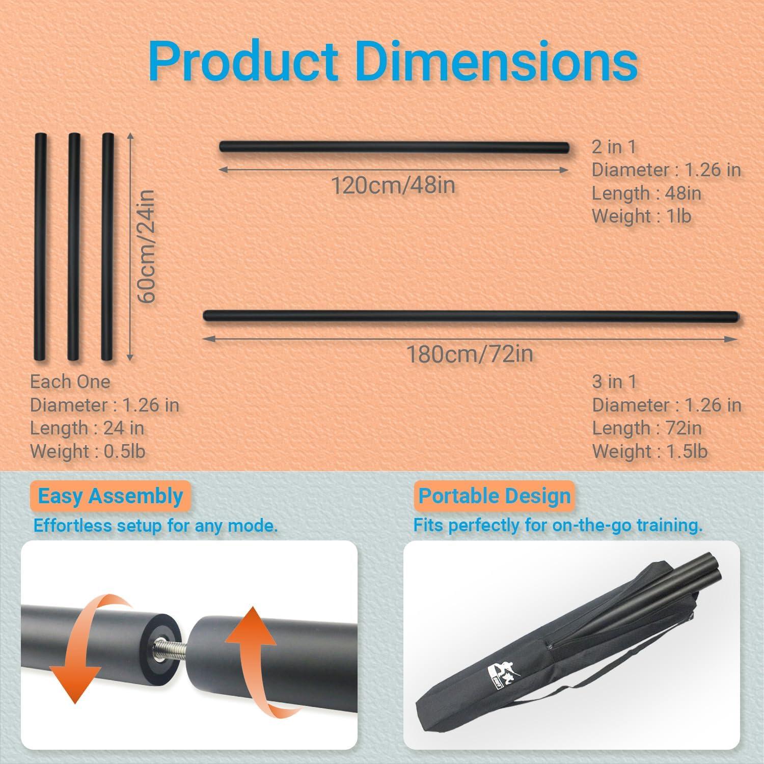 Bastón de Bo Acolchado PHYSKOW 1.22m - 1.83m Plegable