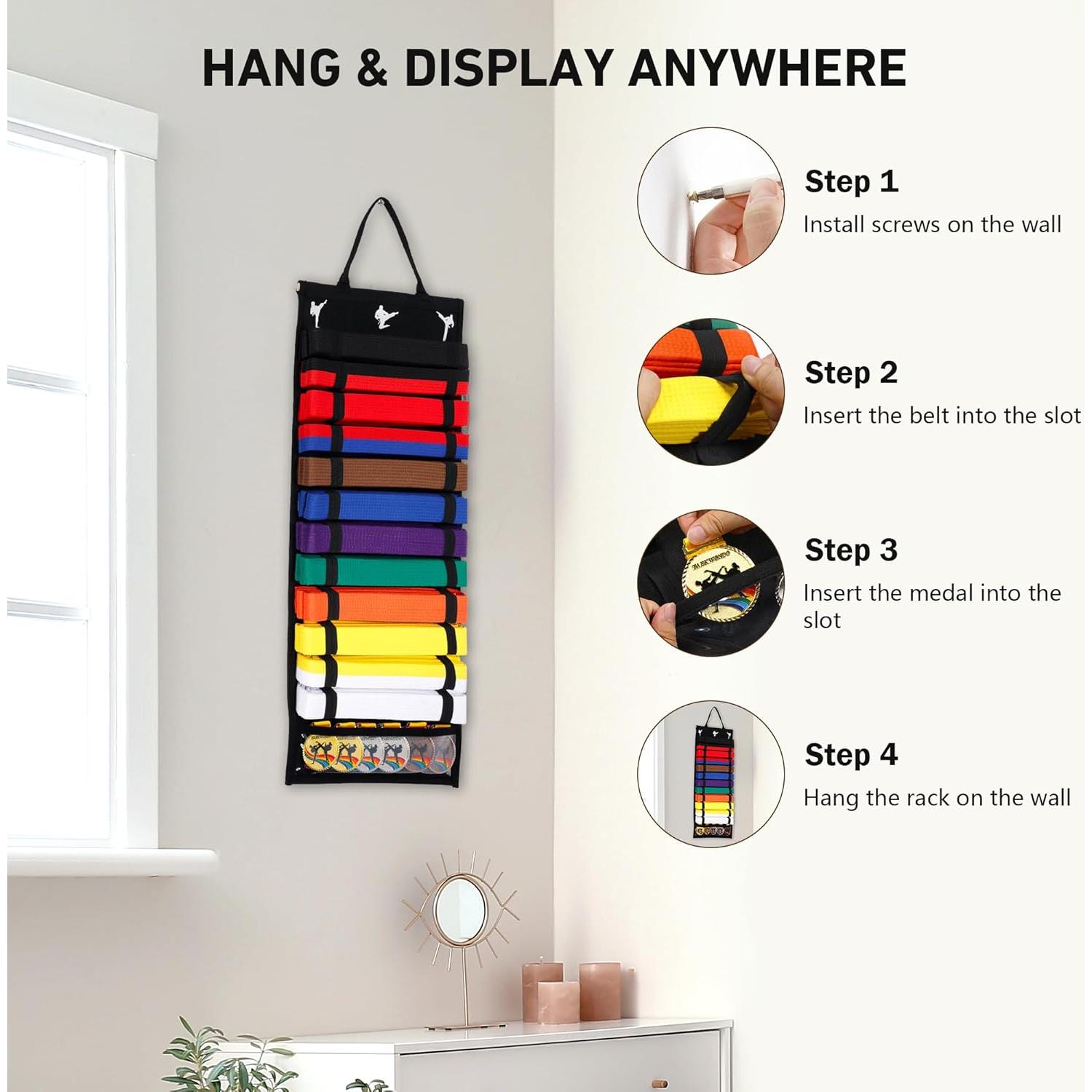 Soporte para Cinturones de Karate Winartton 12 Cinturones Fieltro