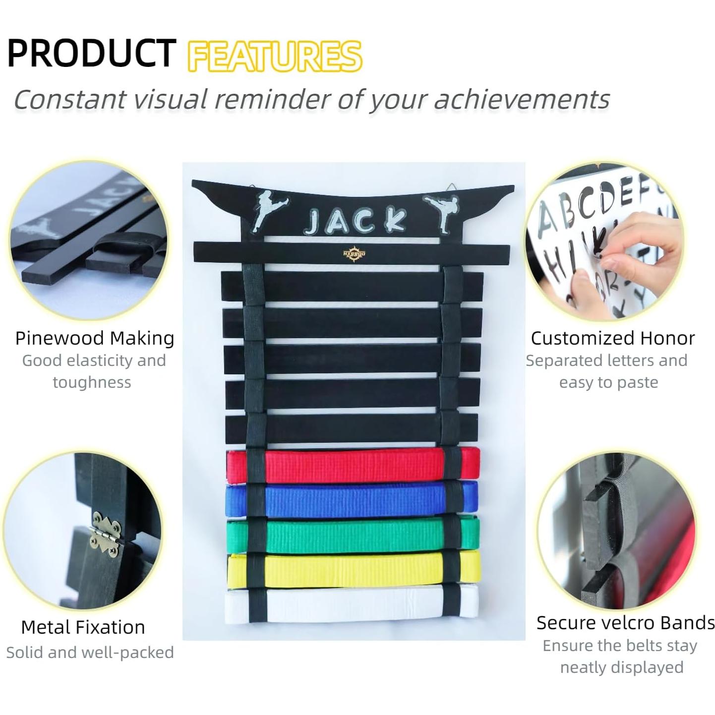 Soporte de Exhibición de Cinturones HXRROO de Madera 61x30cm