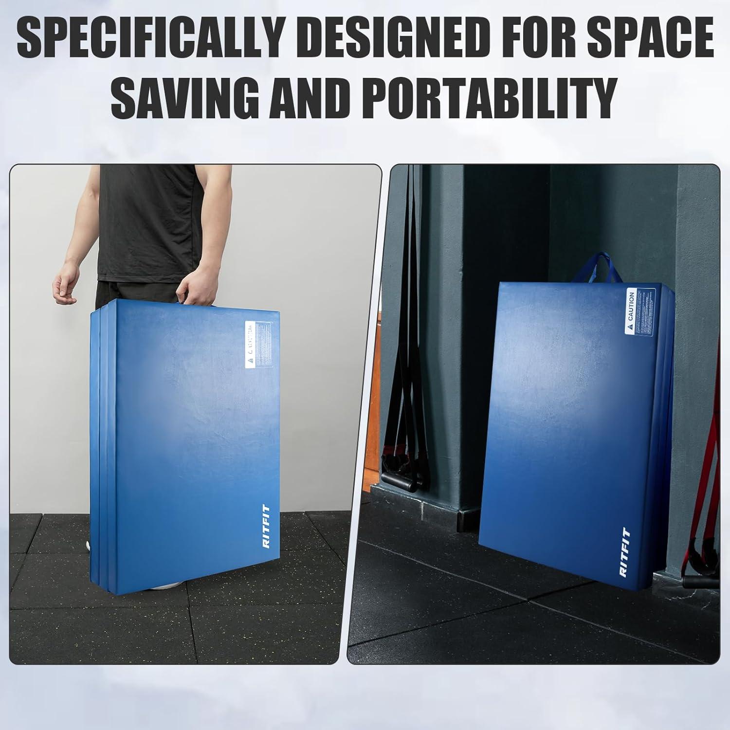 Almohadilla de Ejercicio Plegable RitFit 179x90 cm Azul Cielo