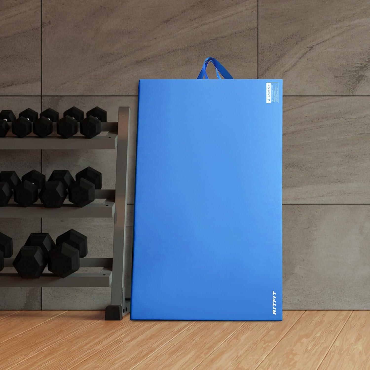 Almohadilla de Ejercicio Plegable RitFit 179x90 cm Azul Cielo