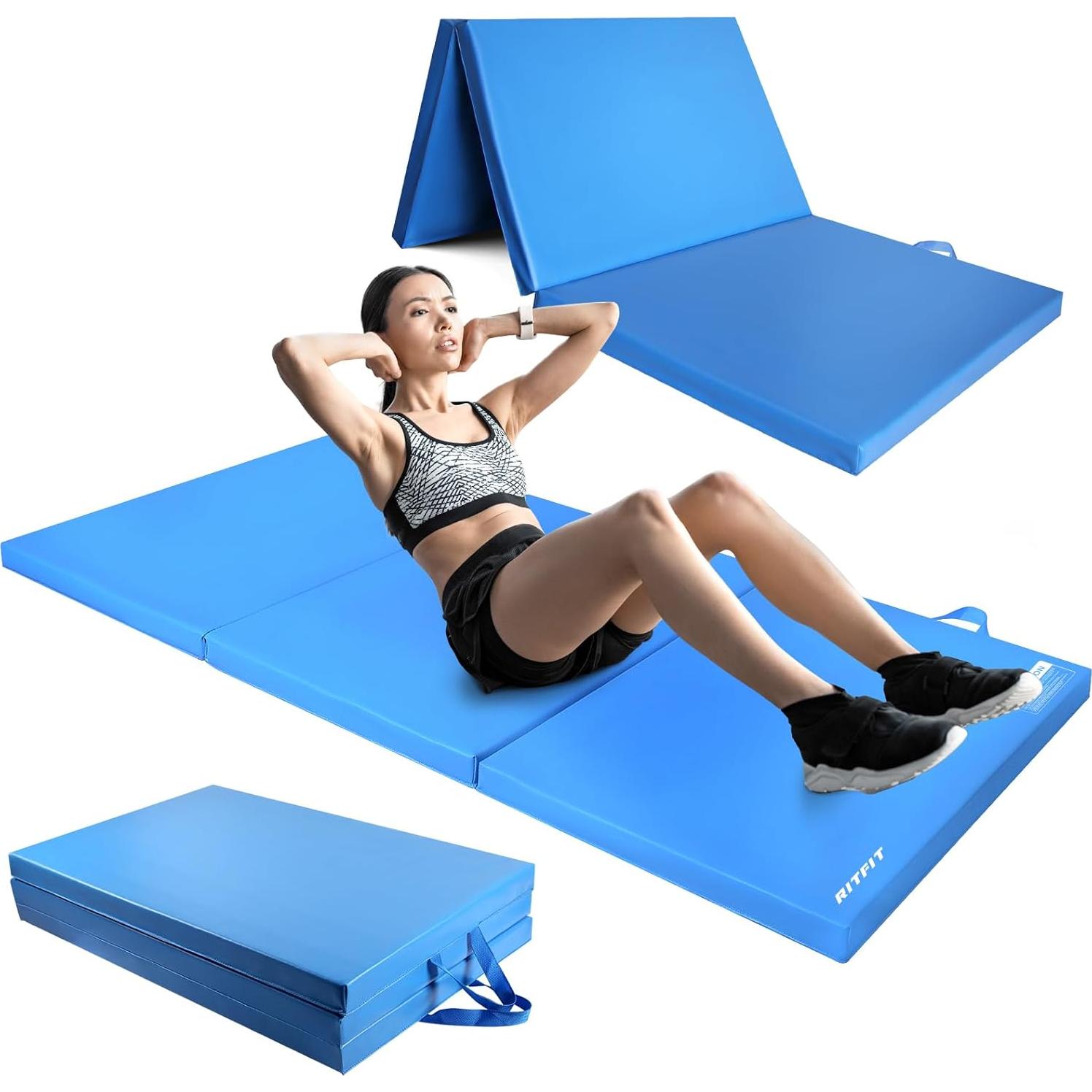 Almohadilla de Ejercicio Plegable RitFit 179x90 cm Azul Cielo