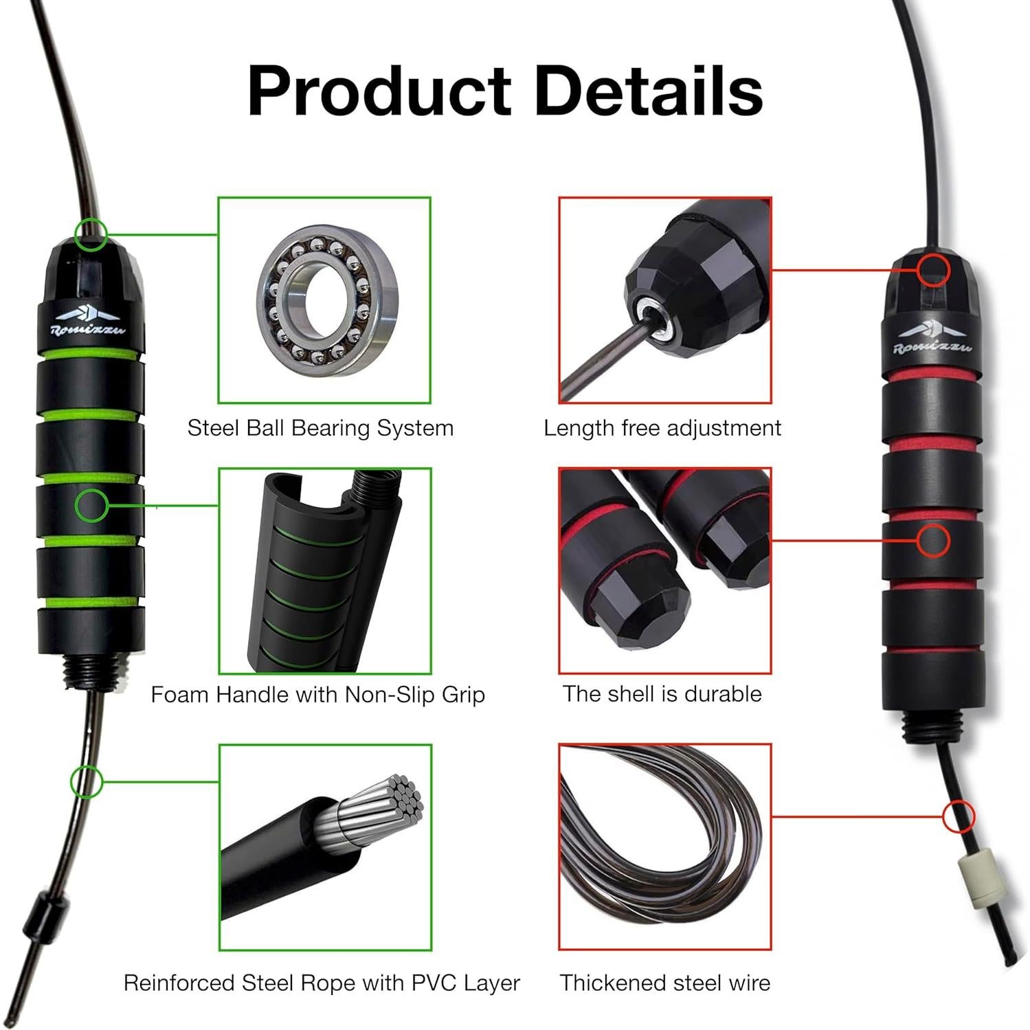 Cuerda de Salto Ajustable Romizzu con Mangos Ergonómicos