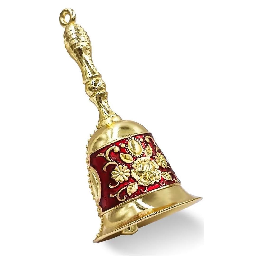 Campana de Mano Hourwof de Latón Roja Dorada 11.09 cm