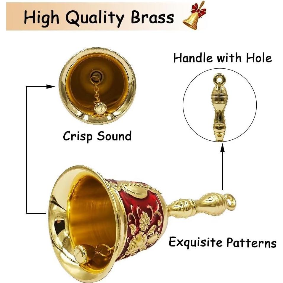 Campana de Mano Hourwof de Latón Roja Dorada 11.09 cm