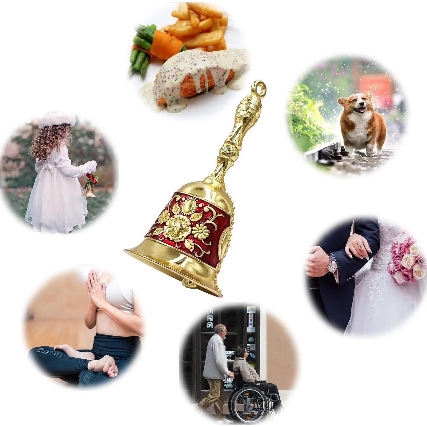 Campana de Mano Hourwof de Latón Roja Dorada 11.09 cm