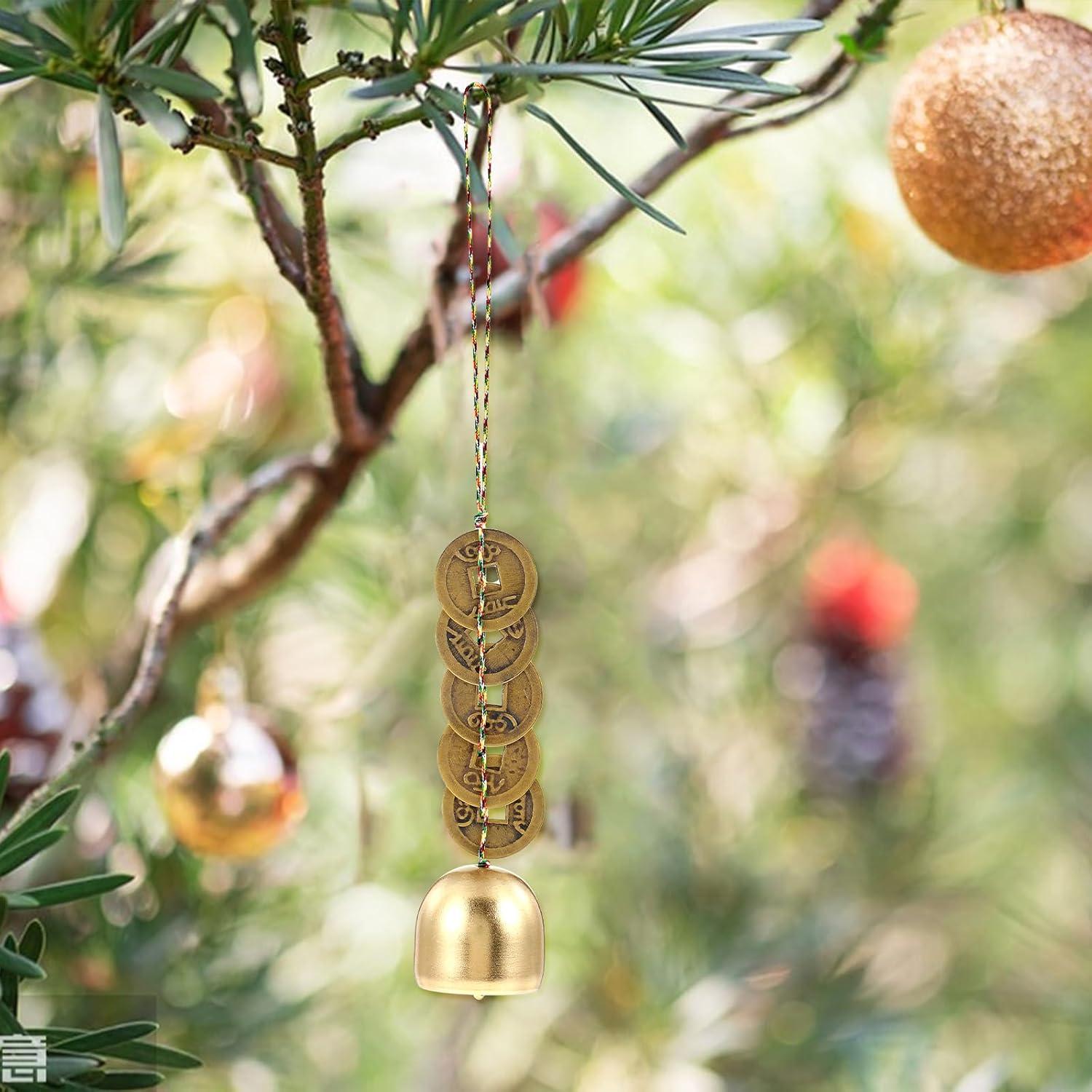 Campana Feng Shui de Cobre CIATBYYJ con 5 Monedas de Suerte