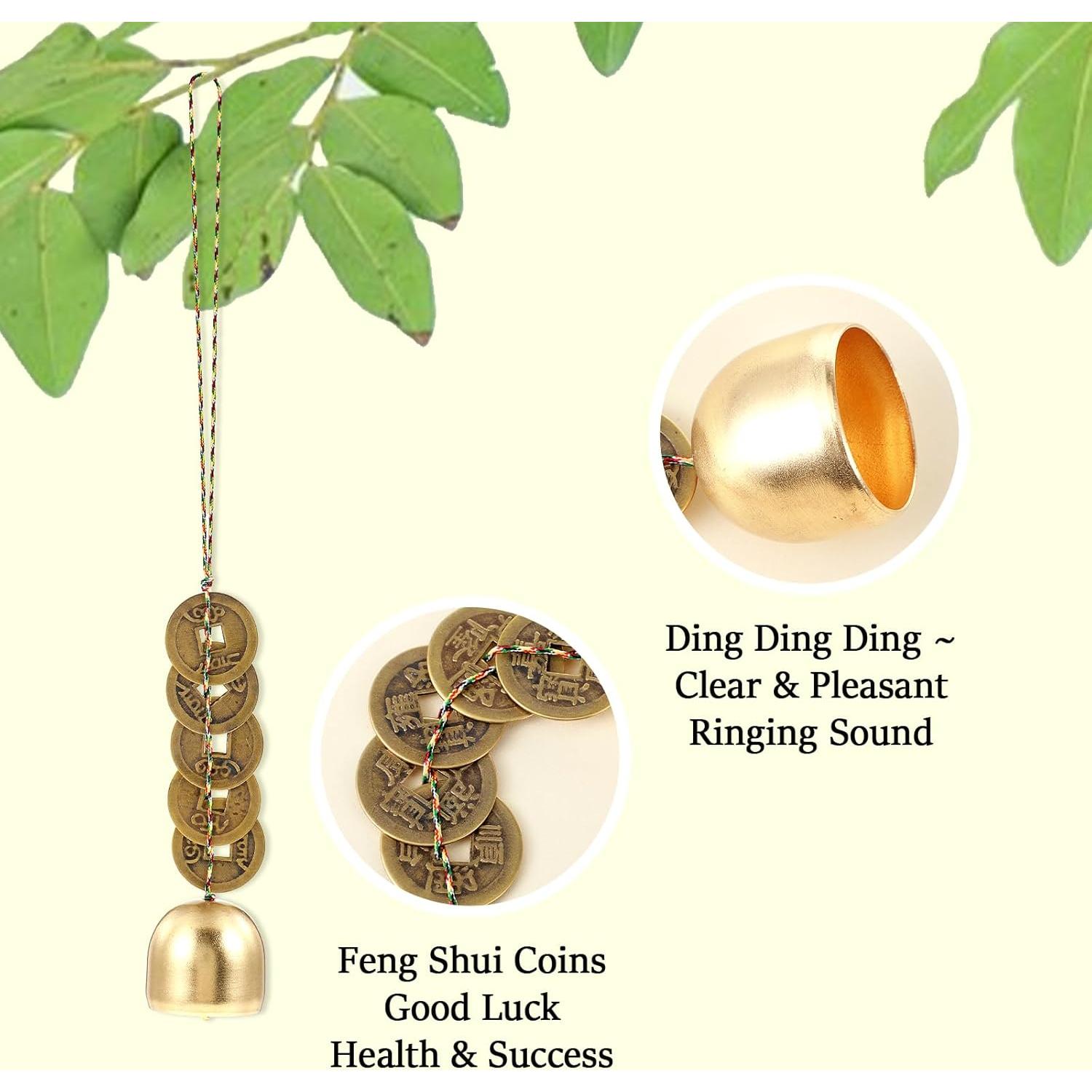 Campana Feng Shui de Cobre CIATBYYJ con 5 Monedas de Suerte