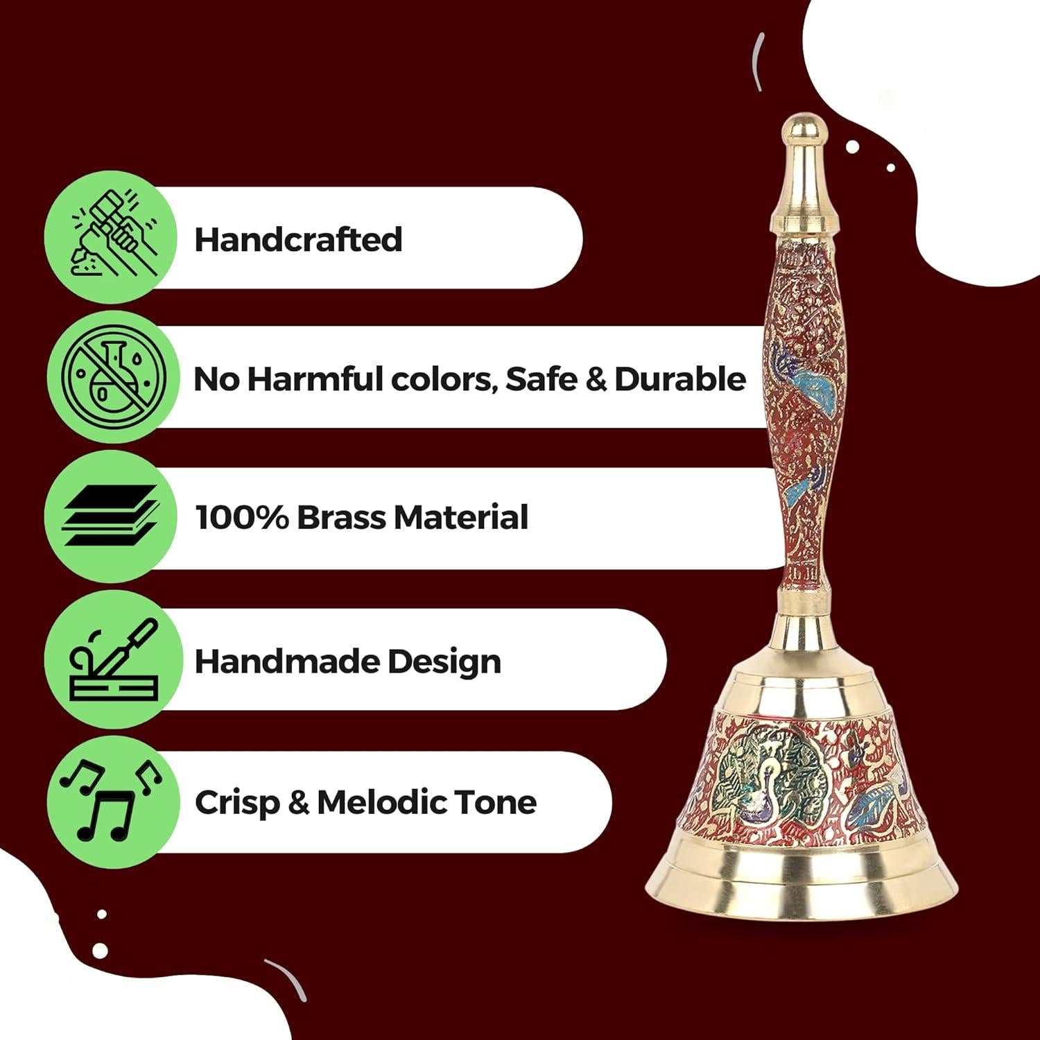 Campana de Mano de Latón Hashcart 17 cm - Decorativa y Multiusos