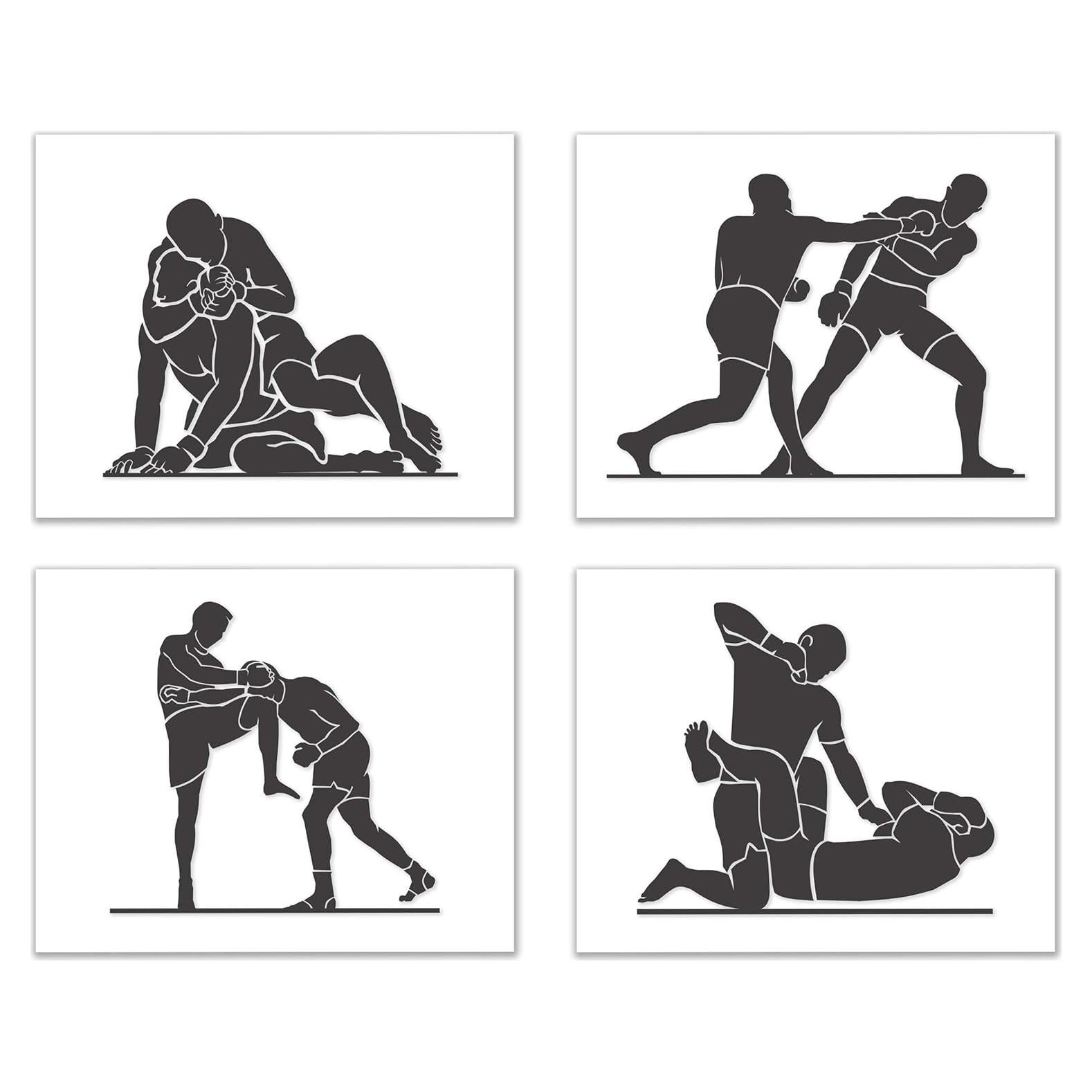 Conjunto de 4 Pósters de Artes Marciales PICTURE THIS PRINTS 20x25 cm