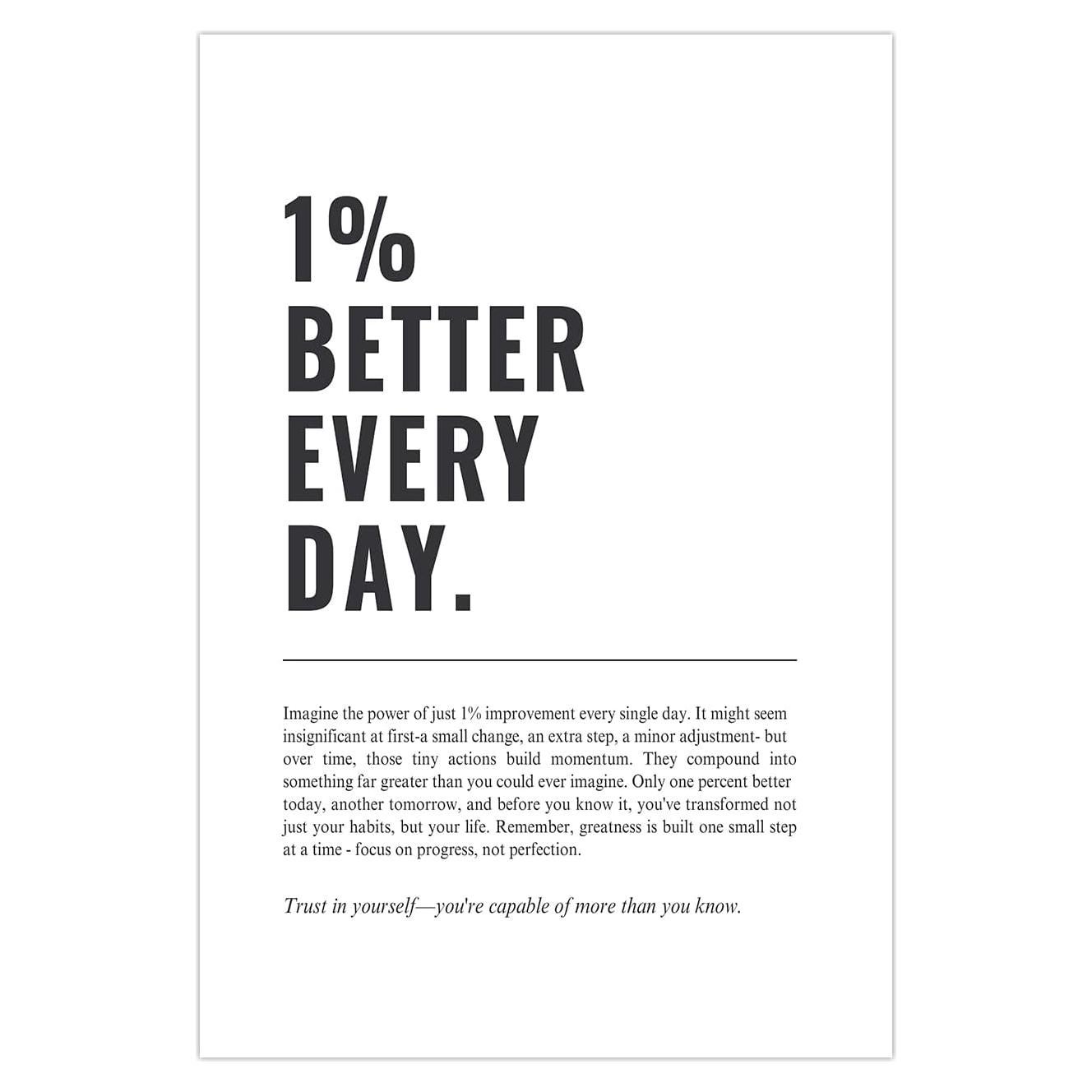 Póster Motivacional 1% Mejor Cada Día 30x40cm Sin Marco