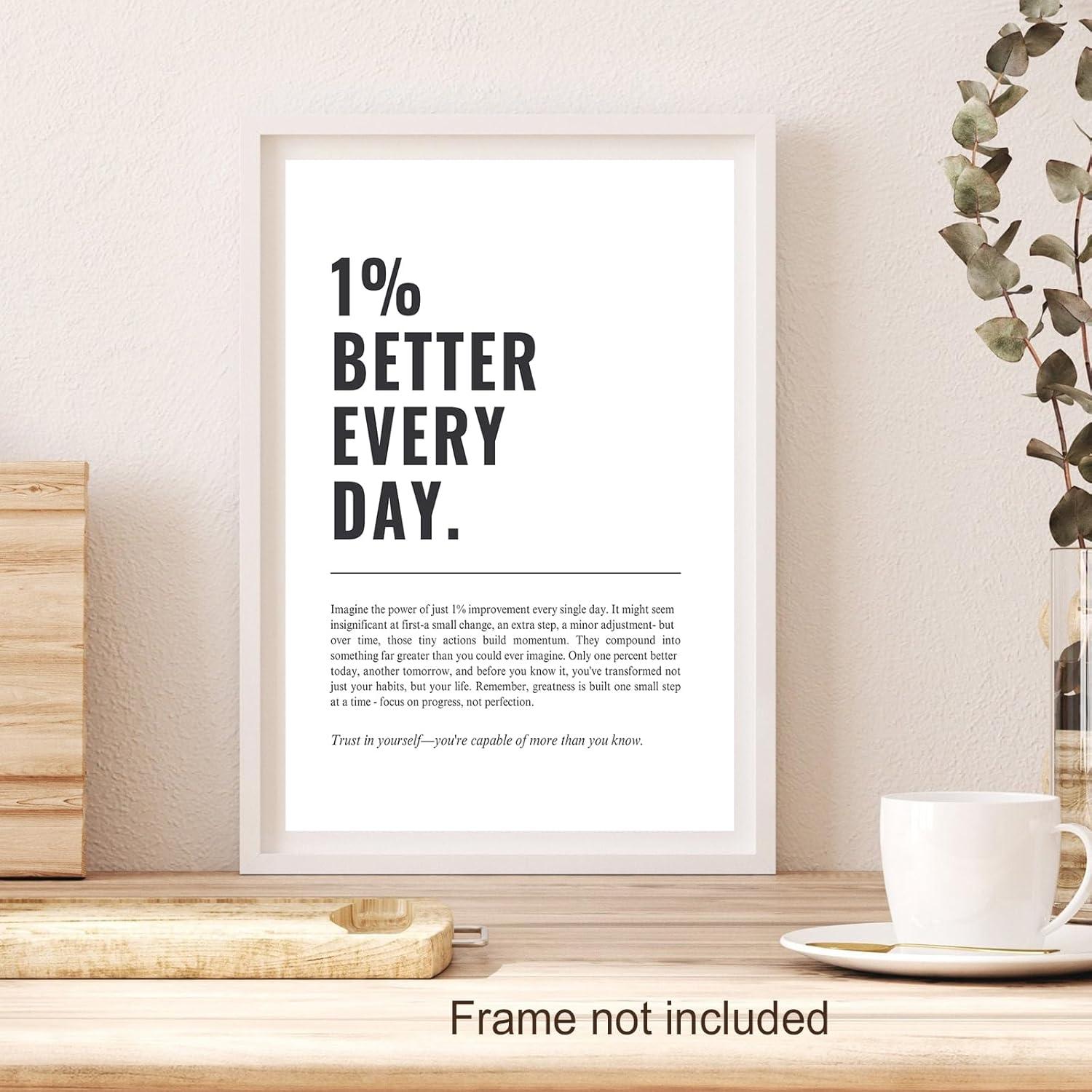 Póster Motivacional 1% Mejor Cada Día 30x40cm Sin Marco