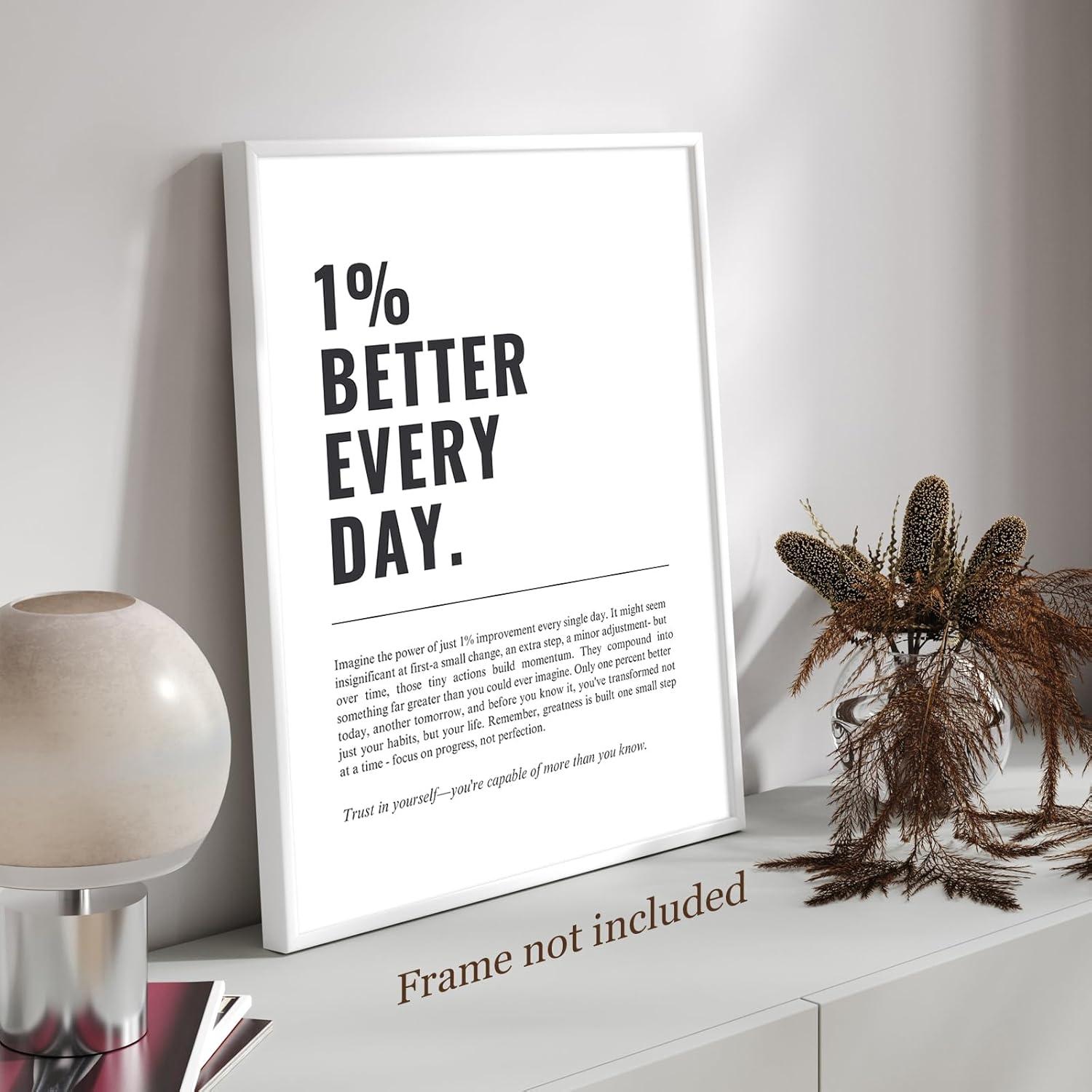 Póster Motivacional 1% Mejor Cada Día 30x40cm Sin Marco