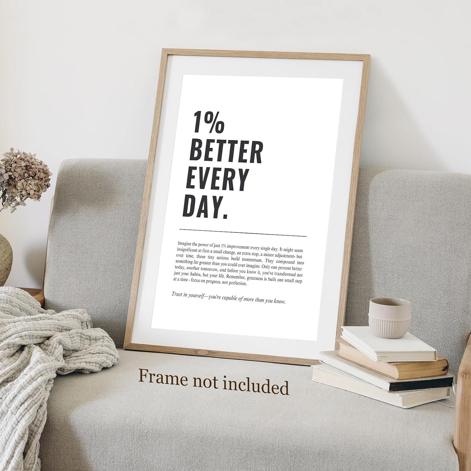 Póster Motivacional 1% Mejor Cada Día 30x40cm Sin Marco