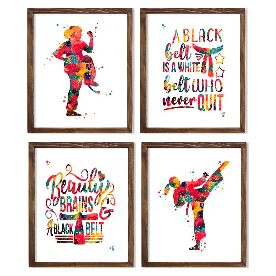 Conjunto de Impresiones Acuarela Karate Chica 8x10 cm