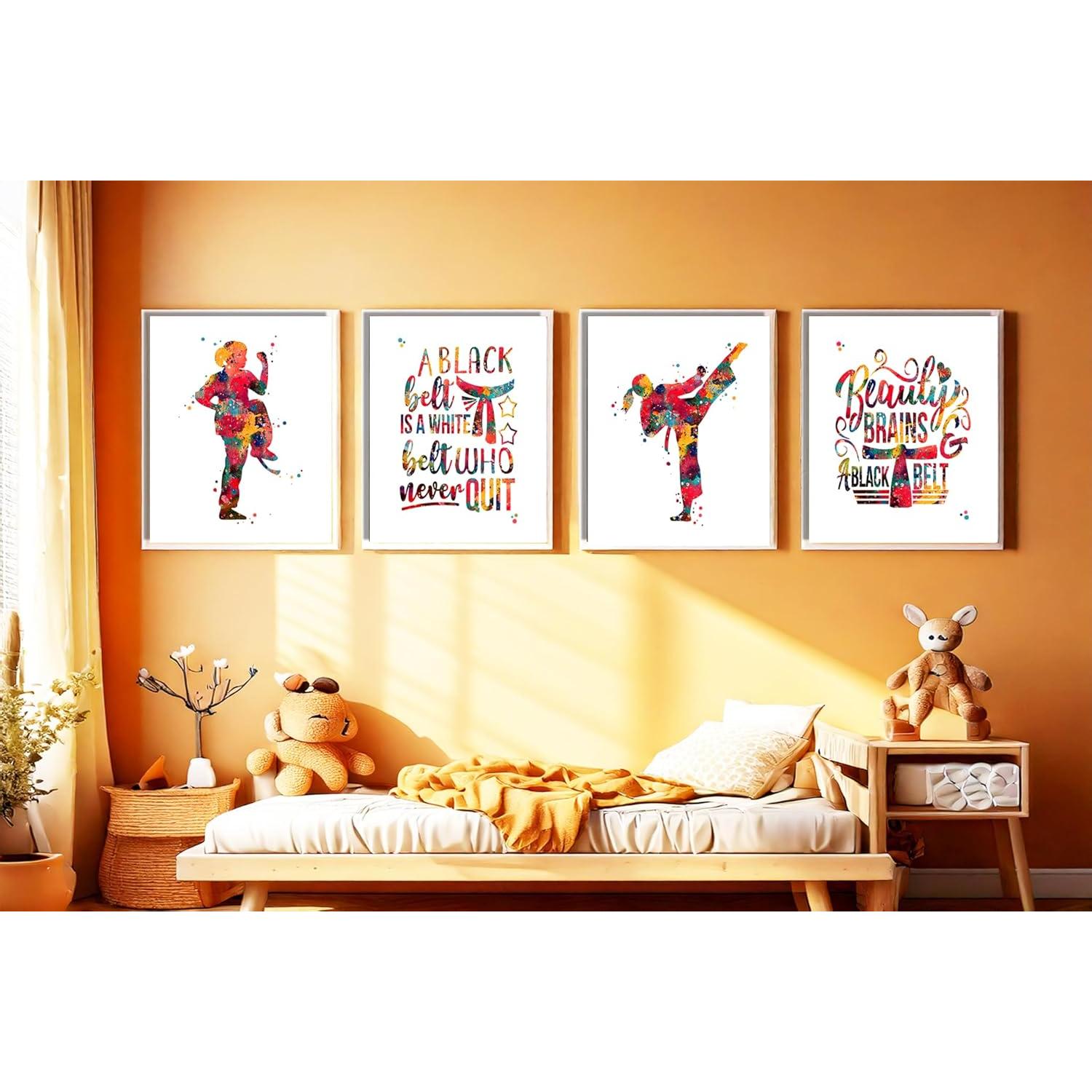 Conjunto de Impresiones Acuarela Karate Chica 8x10 cm