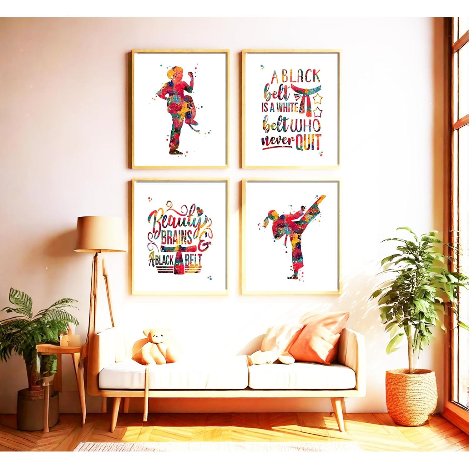 Conjunto de Impresiones Acuarela Karate Chica 8x10 cm