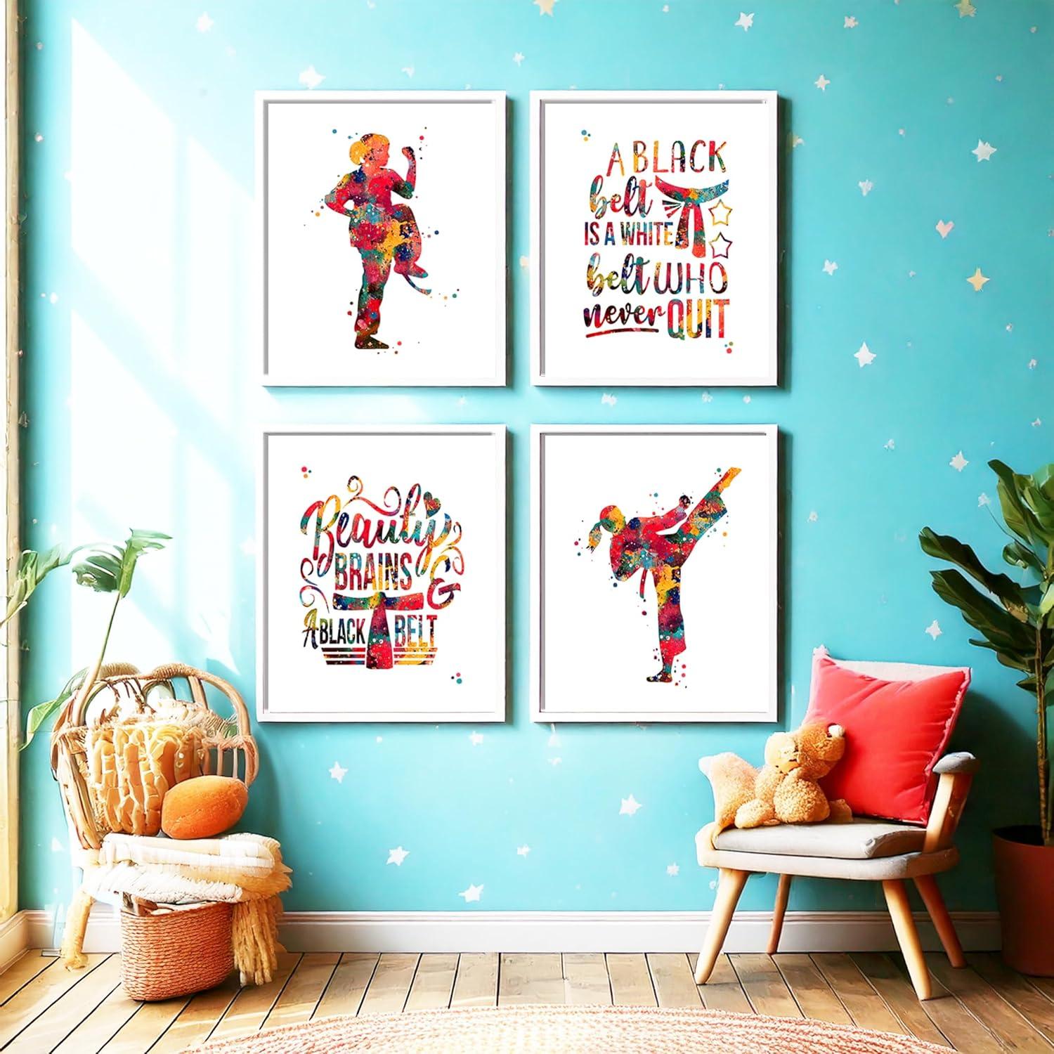 Conjunto de Impresiones Acuarela Karate Chica 8x10 cm