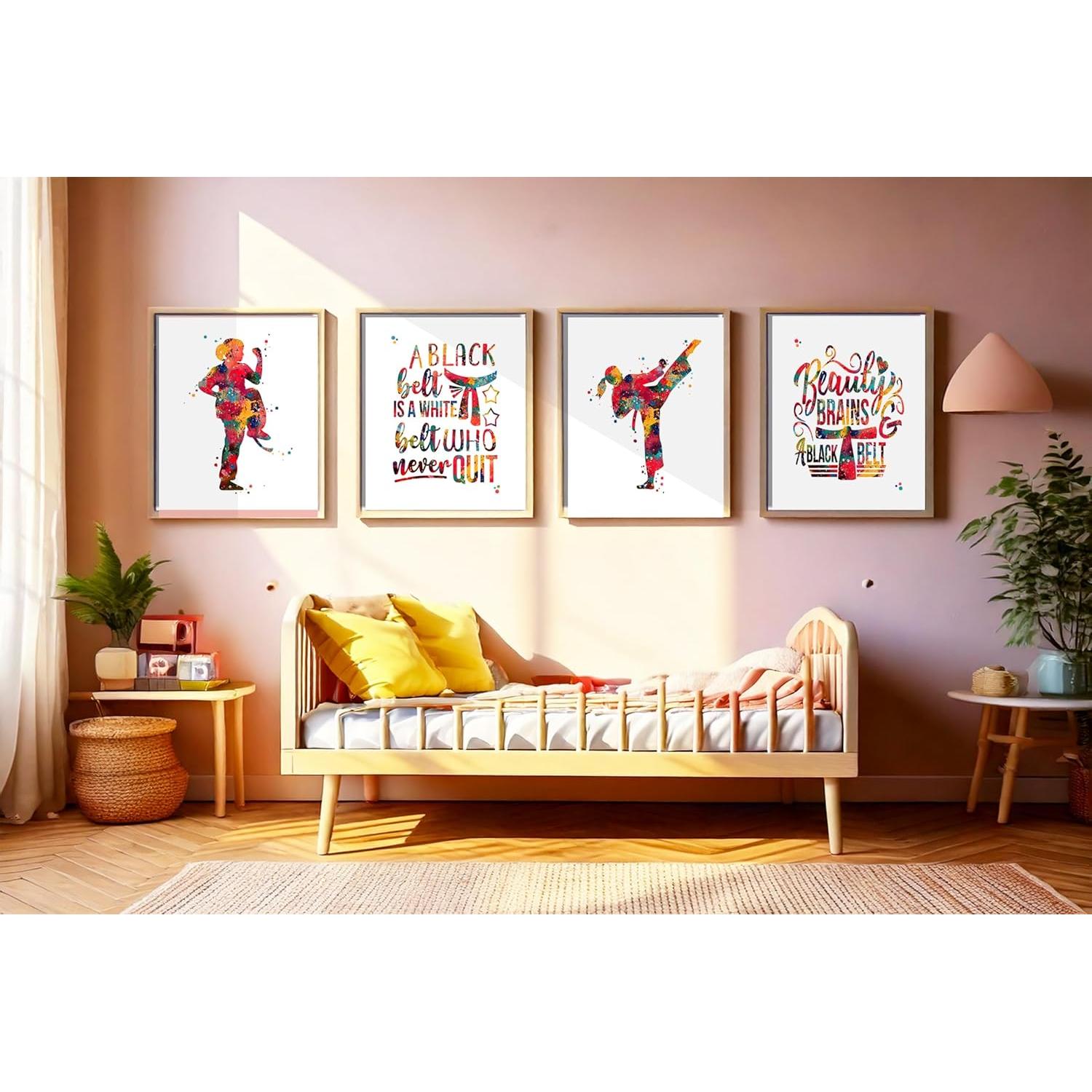 Conjunto de Impresiones Acuarela Karate Chica 8x10 cm