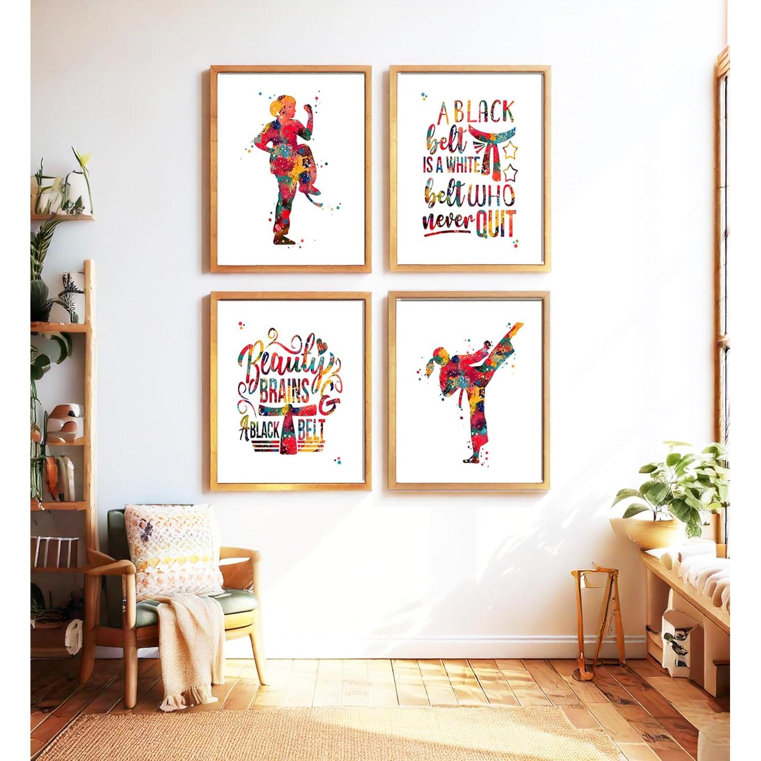 Conjunto de Impresiones Acuarela Karate Chica 8x10 cm