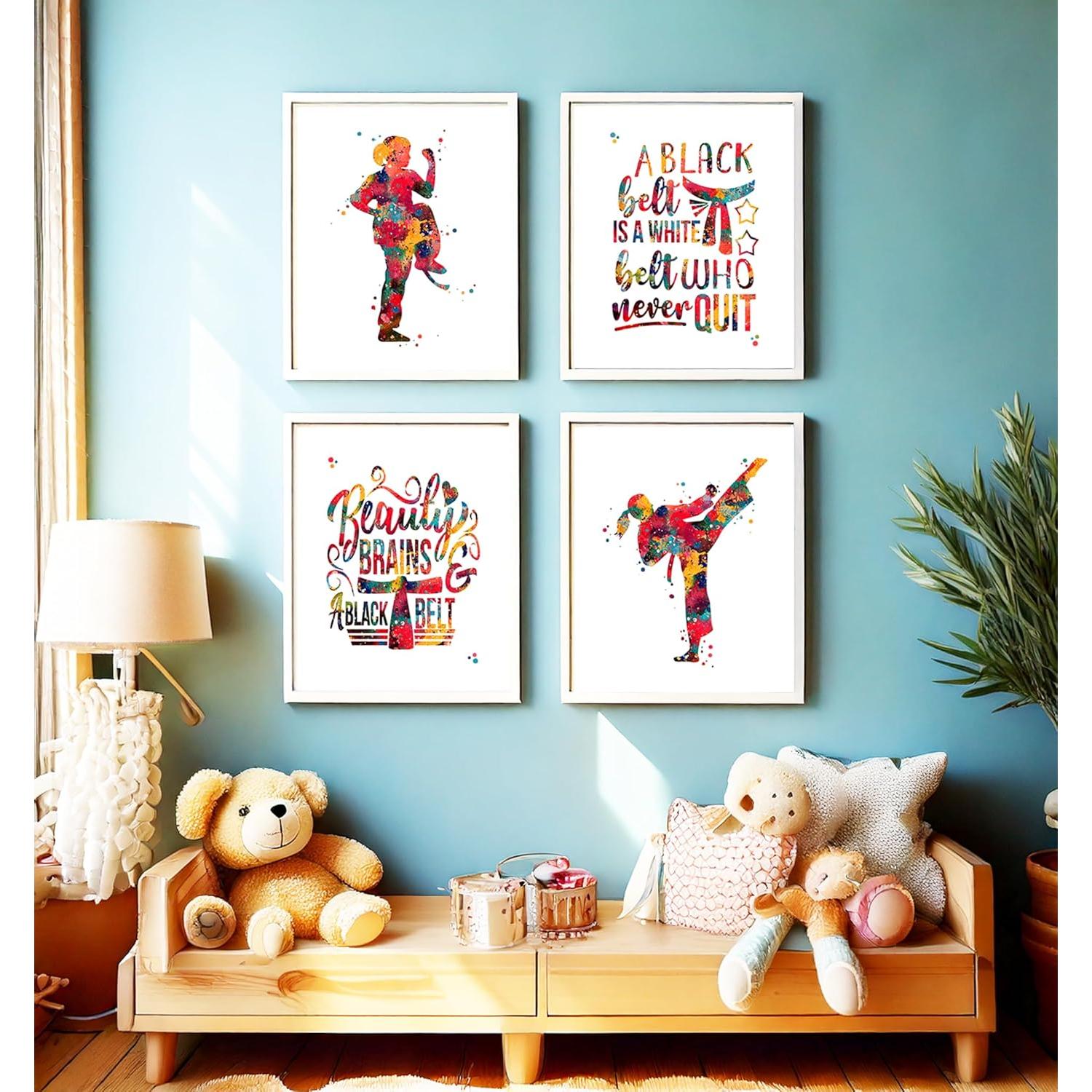 Conjunto de Impresiones Acuarela Karate Chica 8x10 cm