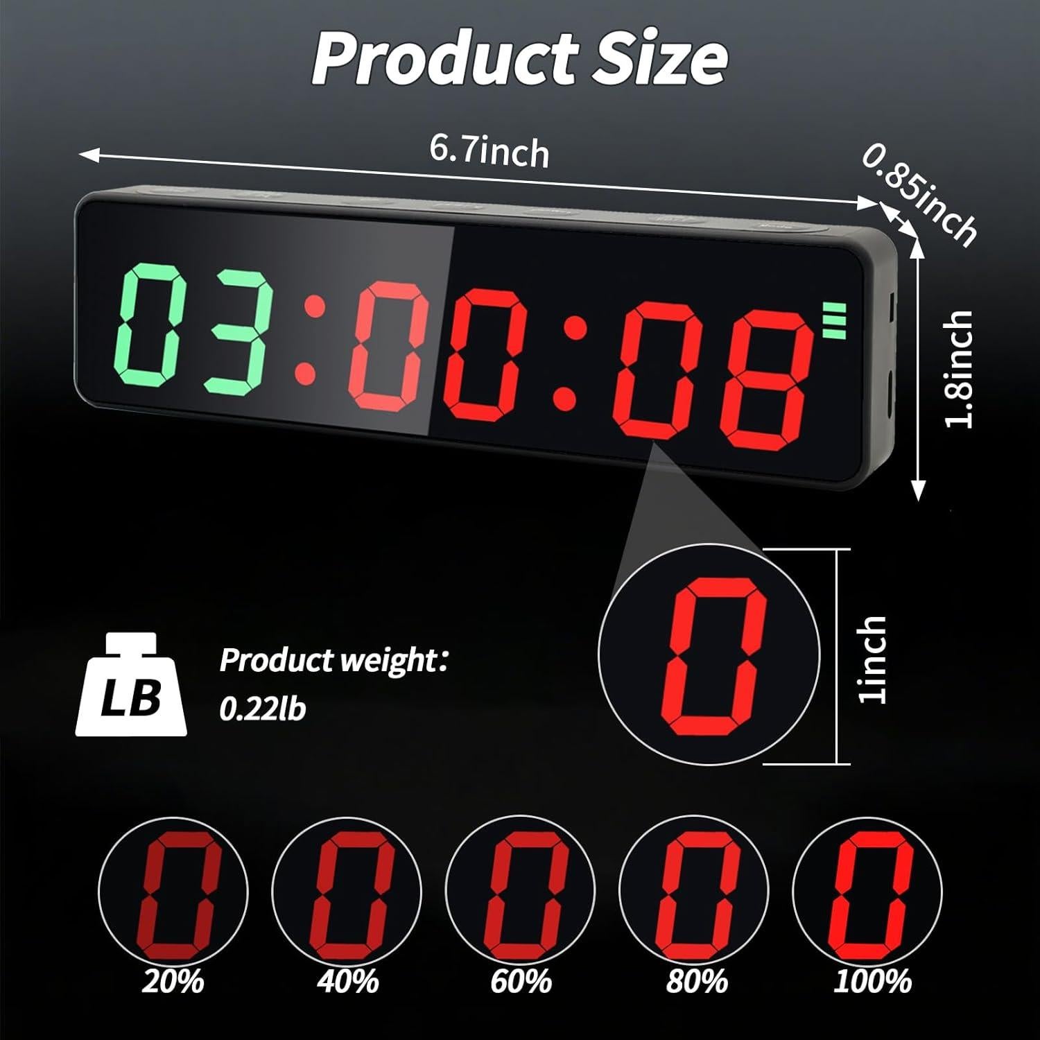 Temporizador LED Portátil F-Winner para Gimnasio 12/24H