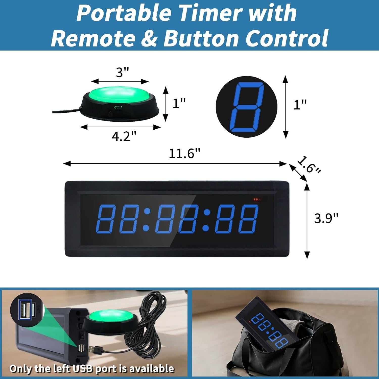 Reloj Temporizador de Gimnasio HANGZHOU GC-1.5T6RGB, LED RGB