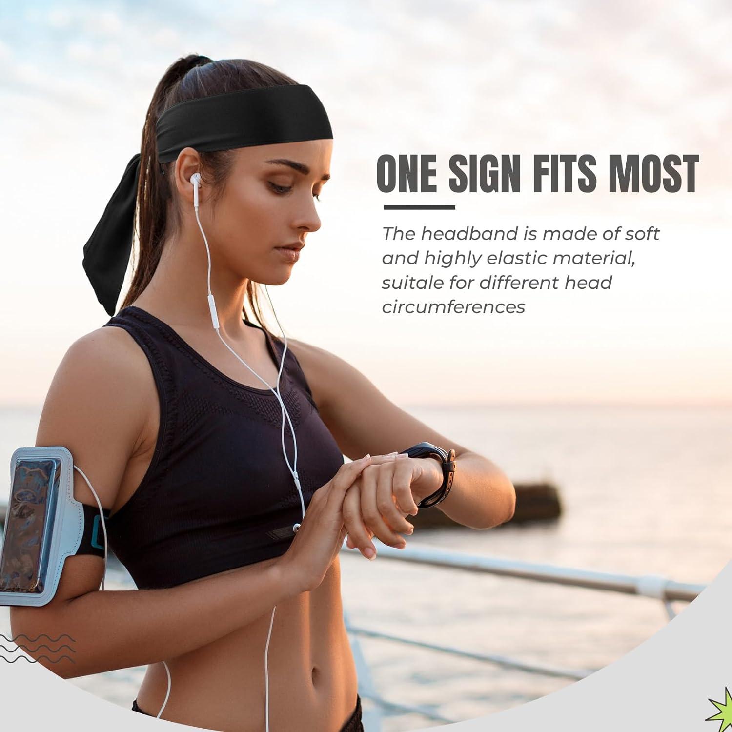 Hiboom 18 Corbatas Diademas Deportivas Negras para Ejercicio