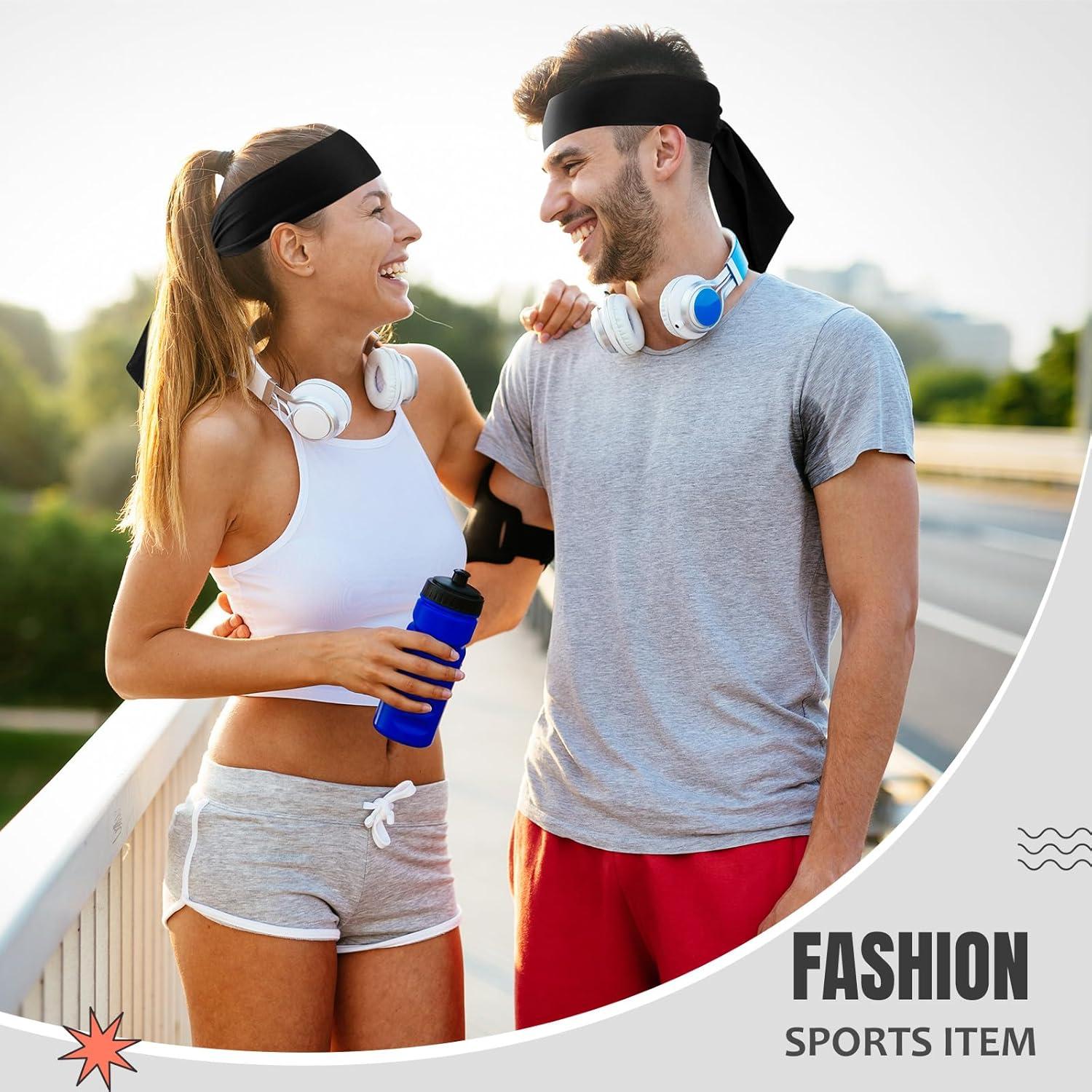 Hiboom 18 Corbatas Diademas Deportivas Negras para Ejercicio