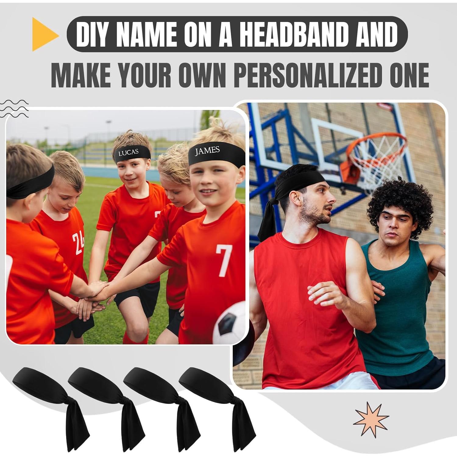 Hiboom 18 Corbatas Diademas Deportivas Negras para Ejercicio