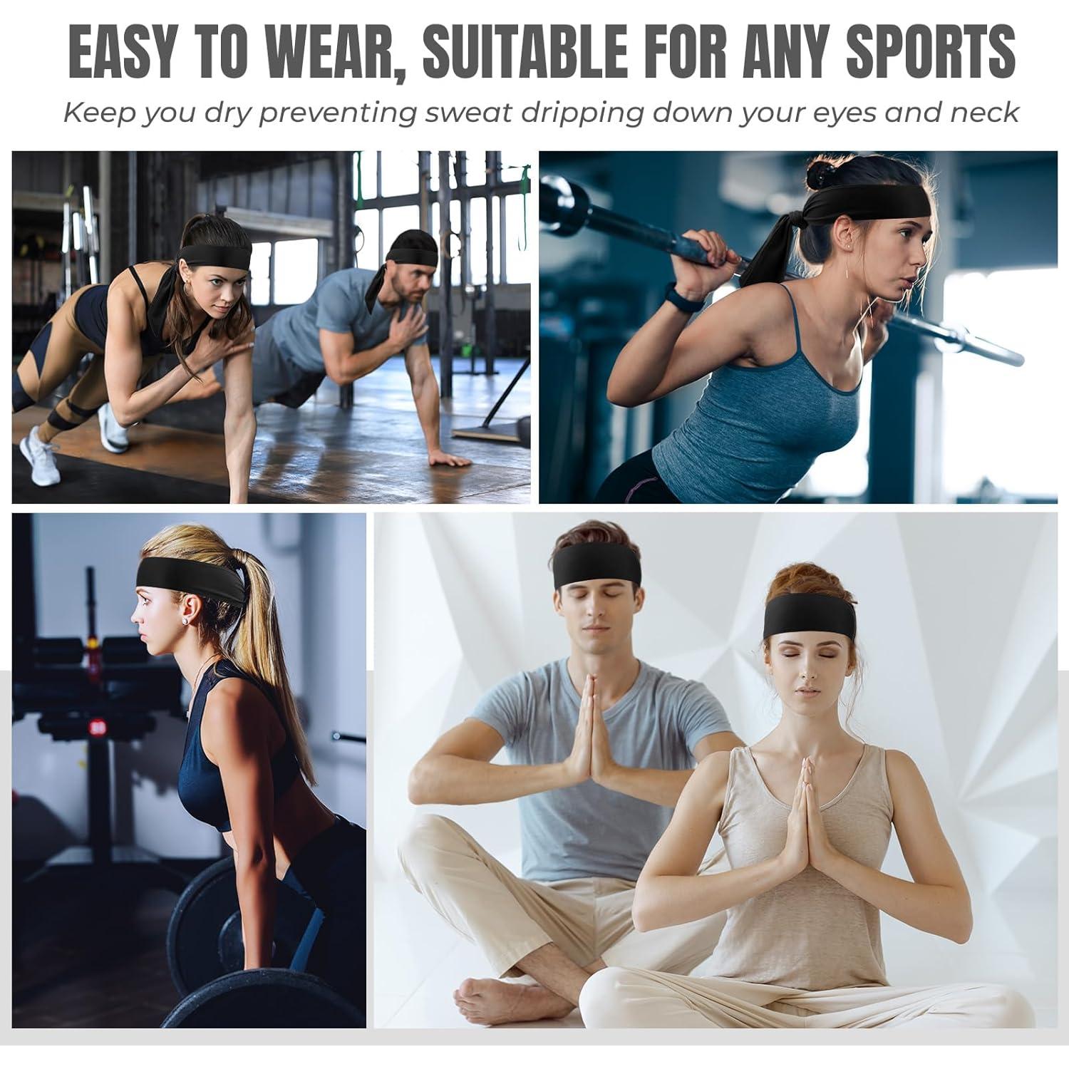 Hiboom 18 Corbatas Diademas Deportivas Negras para Ejercicio