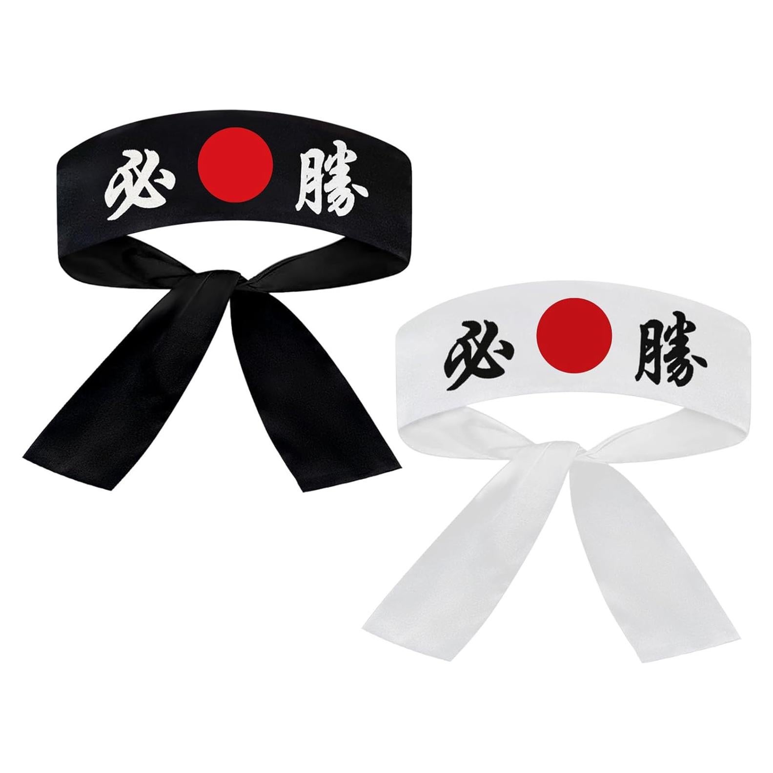 Hachimaki de Karate Sunrise 2 Piezas Algodón Negro/Blanco
