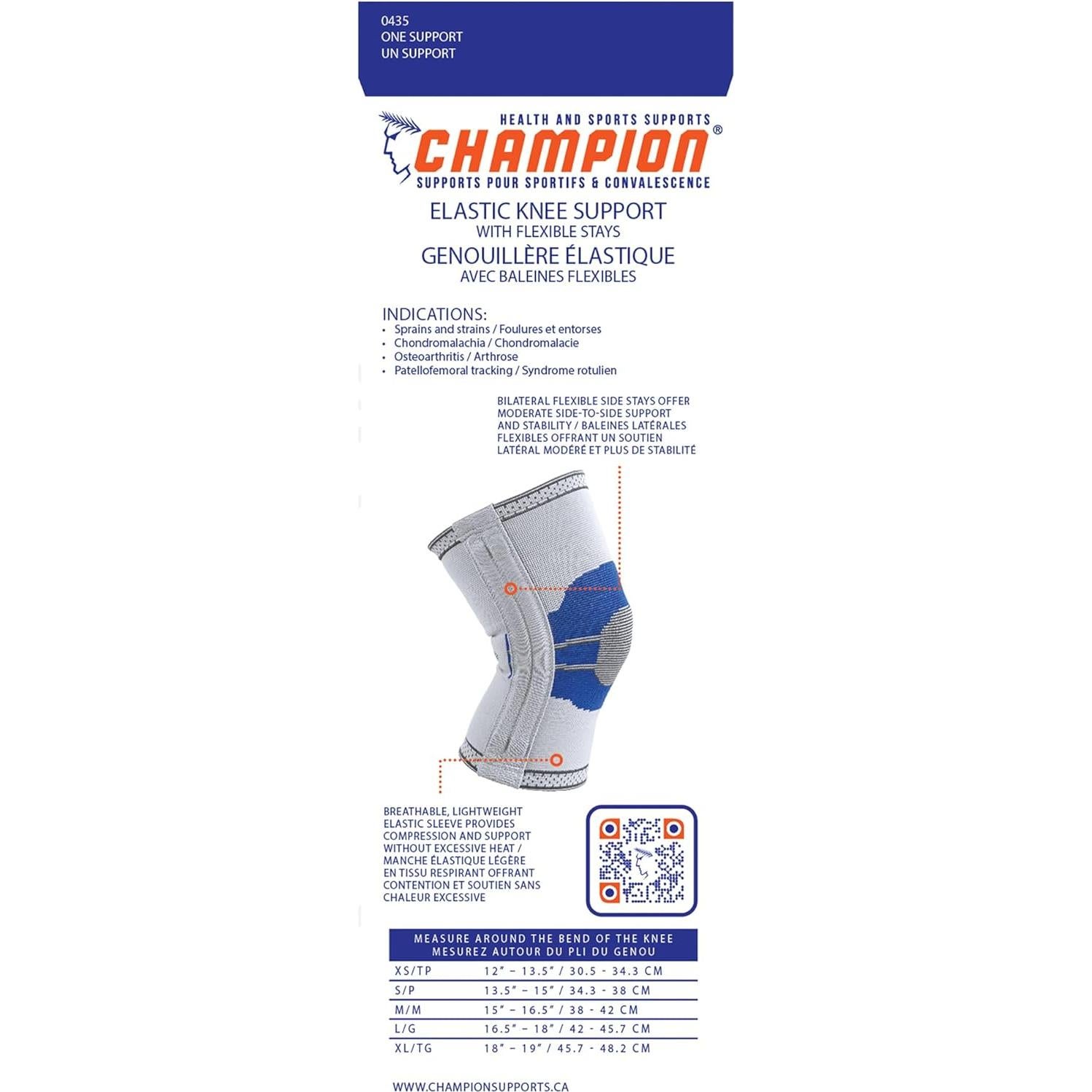 Soporte Elástico para Rodilla Champion 0435 Grande con Refuerzos