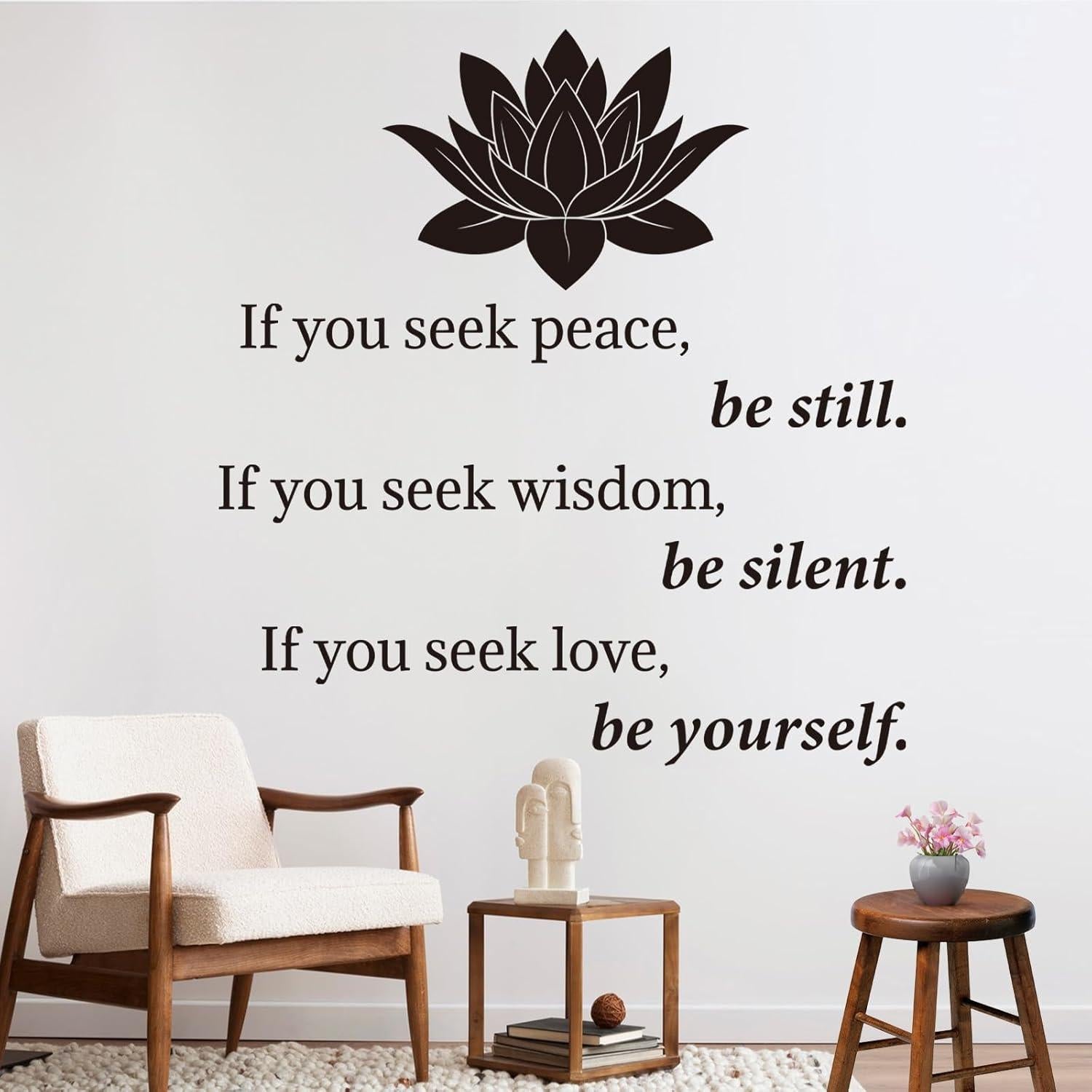 Calcomanía de Pared Decalmile Loto Buda Inspiracional 30x90cm