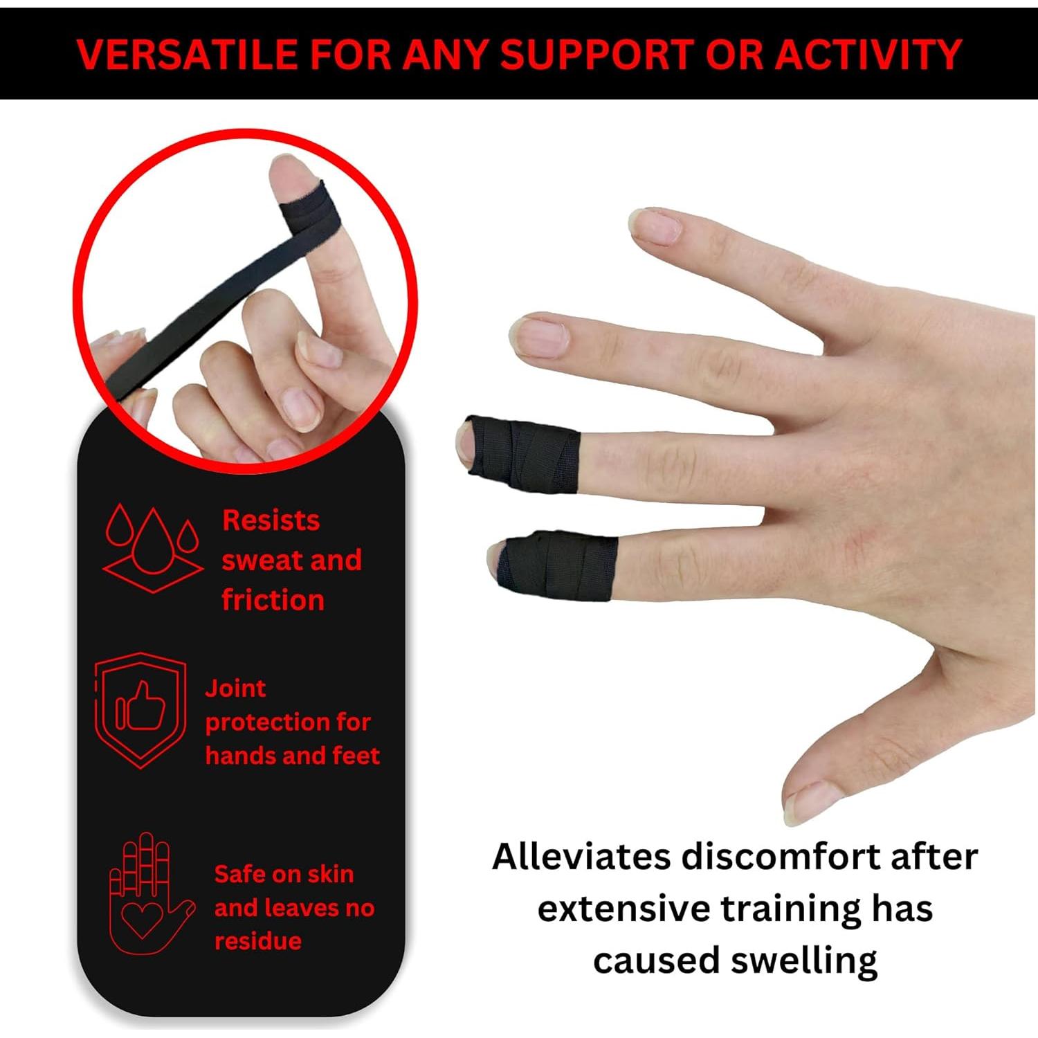 Cinta Deportiva REBEL X para Dedos BJJ 1.27 cm x 13.72 m - Negro