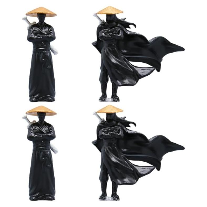 Mini Figuras Guerreros Chinos - 4 Pcs Decoración Jardín Bonsái